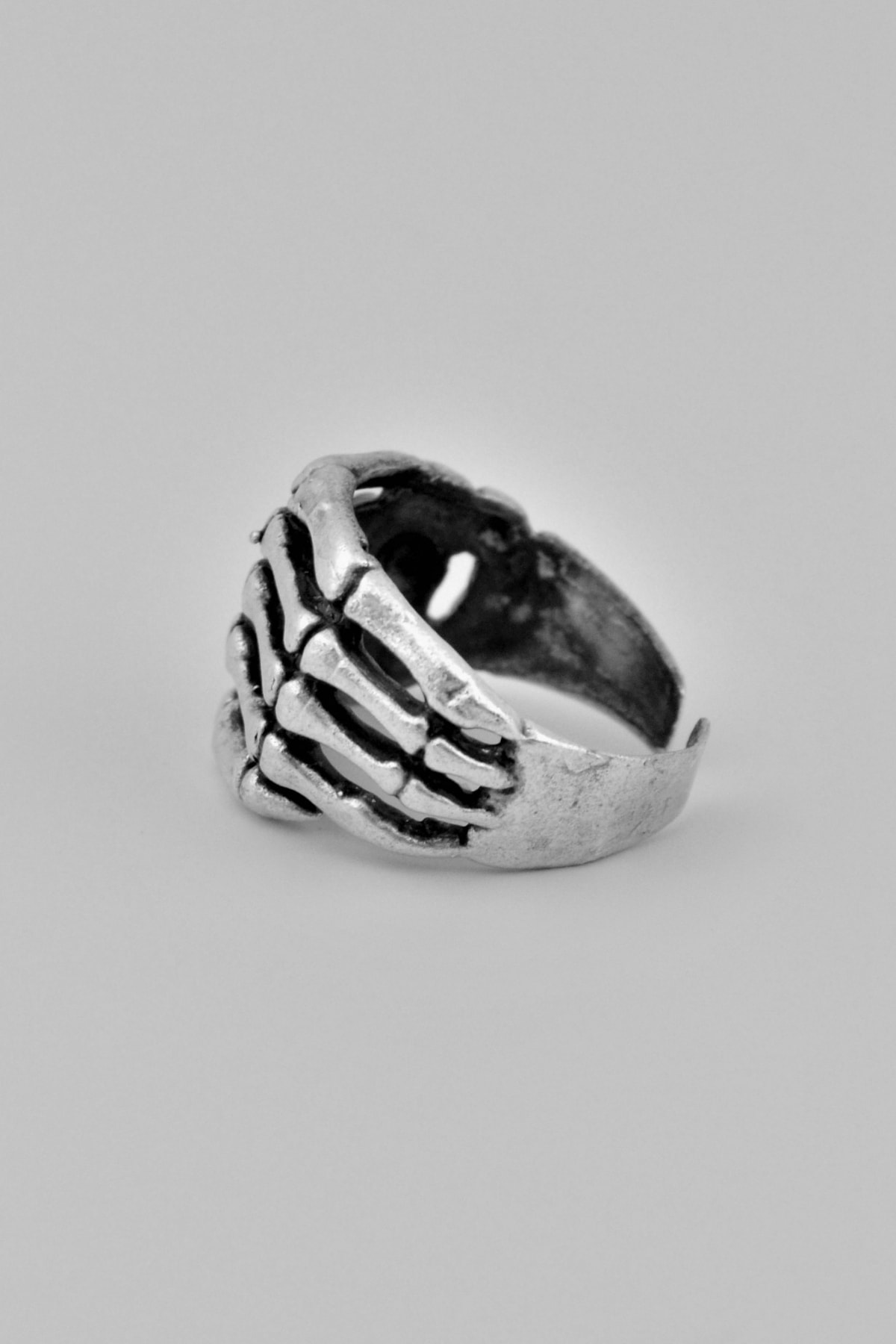 İskelet El Gümüş Kaplama Ayarlamalı Kadın Erkek Yüzük