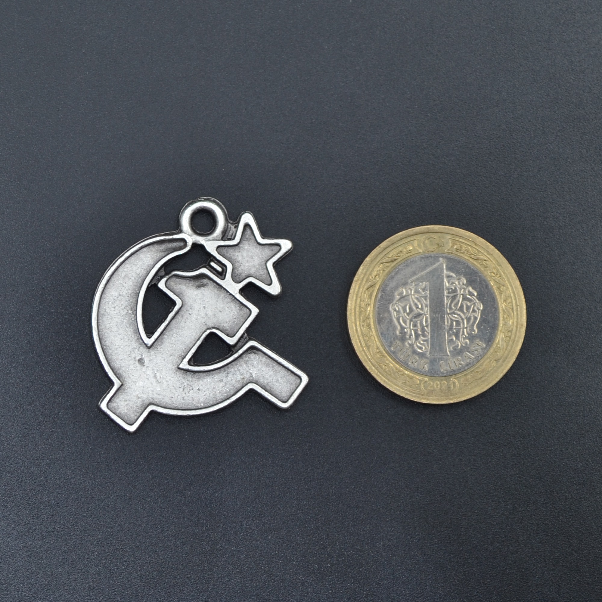 Orak ve Çekiç Kolye Ucu - Gümüş ( Silver ) Renk