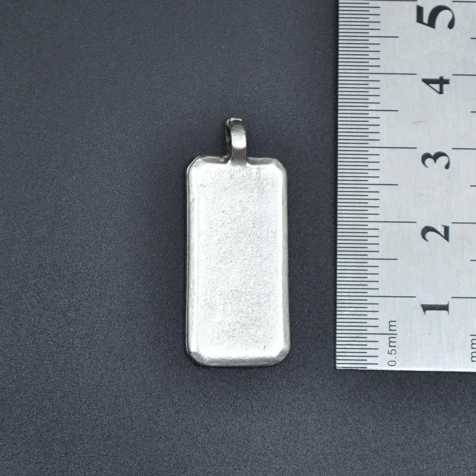 Geometrik - Dikdörtgen Kolye - Gümüş ( Silver ) Renk - 60 cm Deri İp Kolye