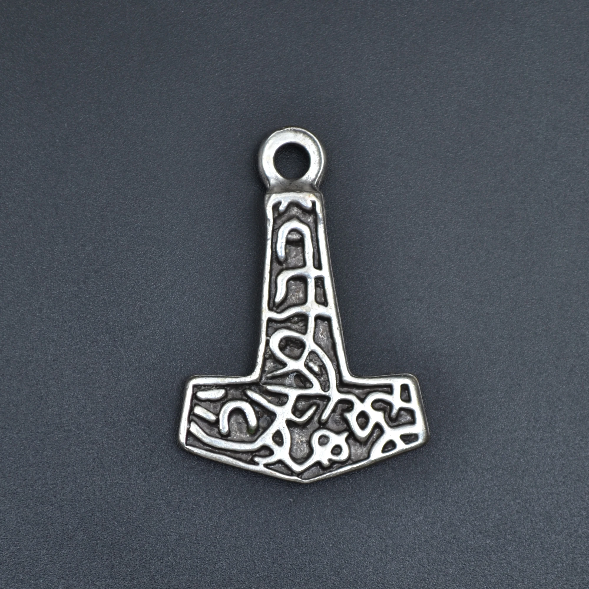 Thor Mjolnir Hammer Kolye - Gümüş ( Silver ) Renk - 60 cm Düz Ezme Zincir Kolye