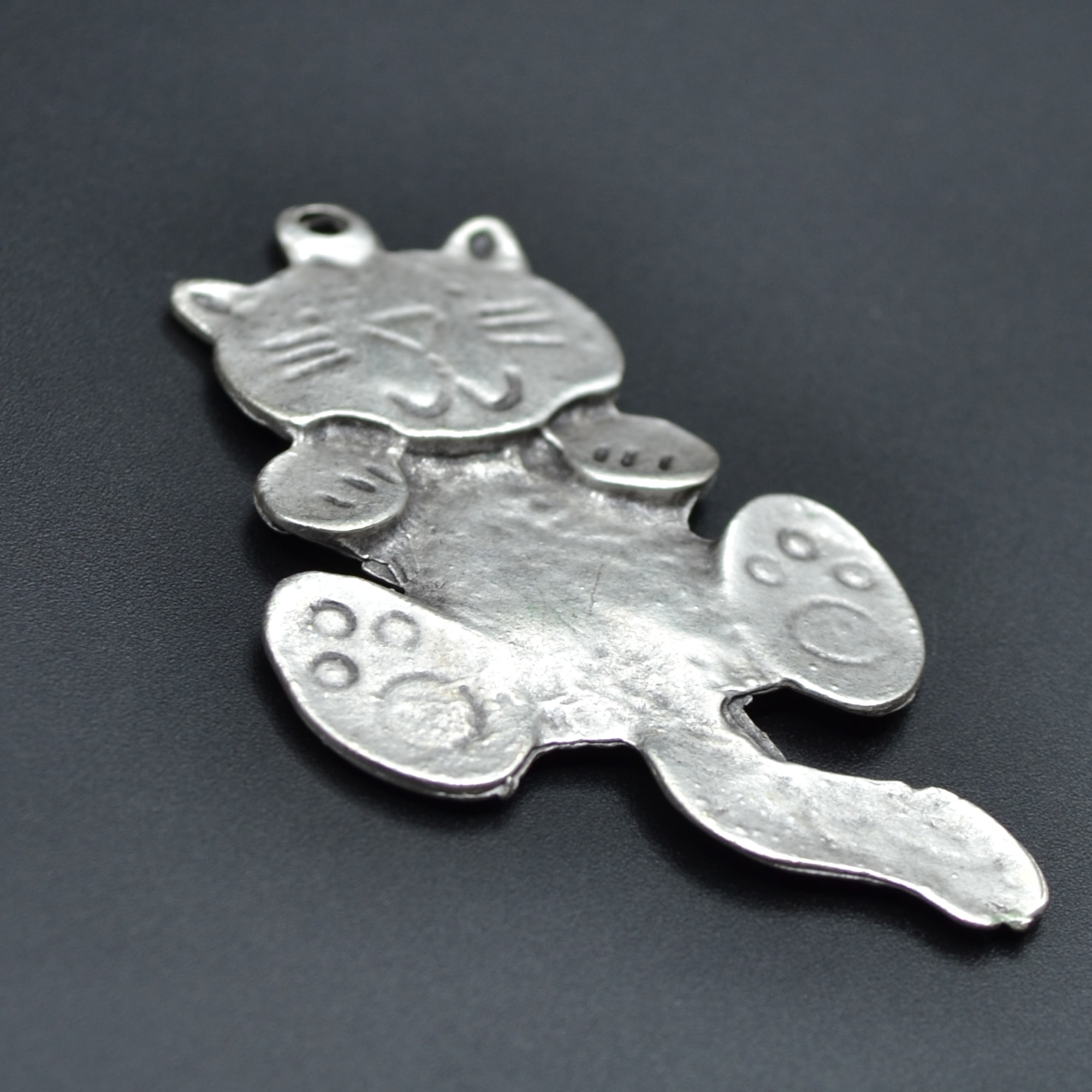 Büyük Kedi Kolye Ucu - Gümüş ( Silver ) Renk