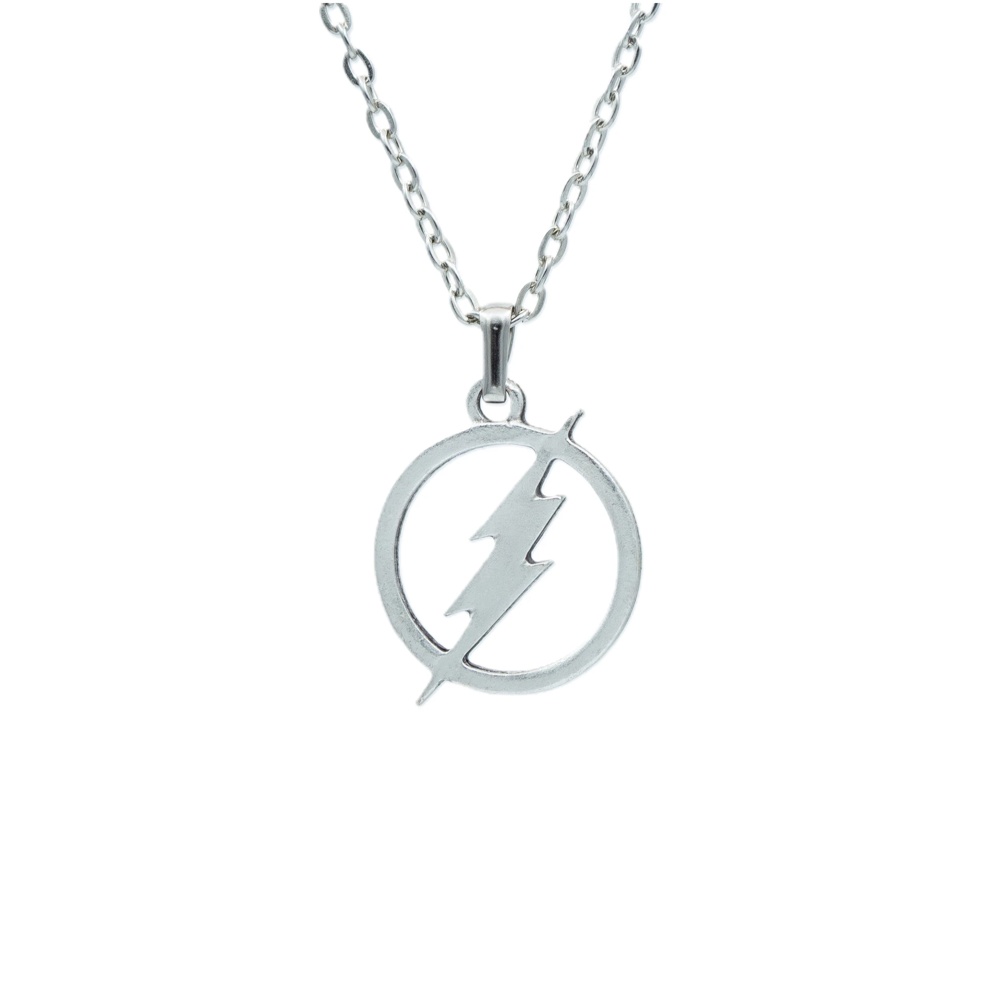 Şimşek Flash Kolye - Gümüş ( Silver ) Renk - 60 cm Düz Ezme Zincir Kolye