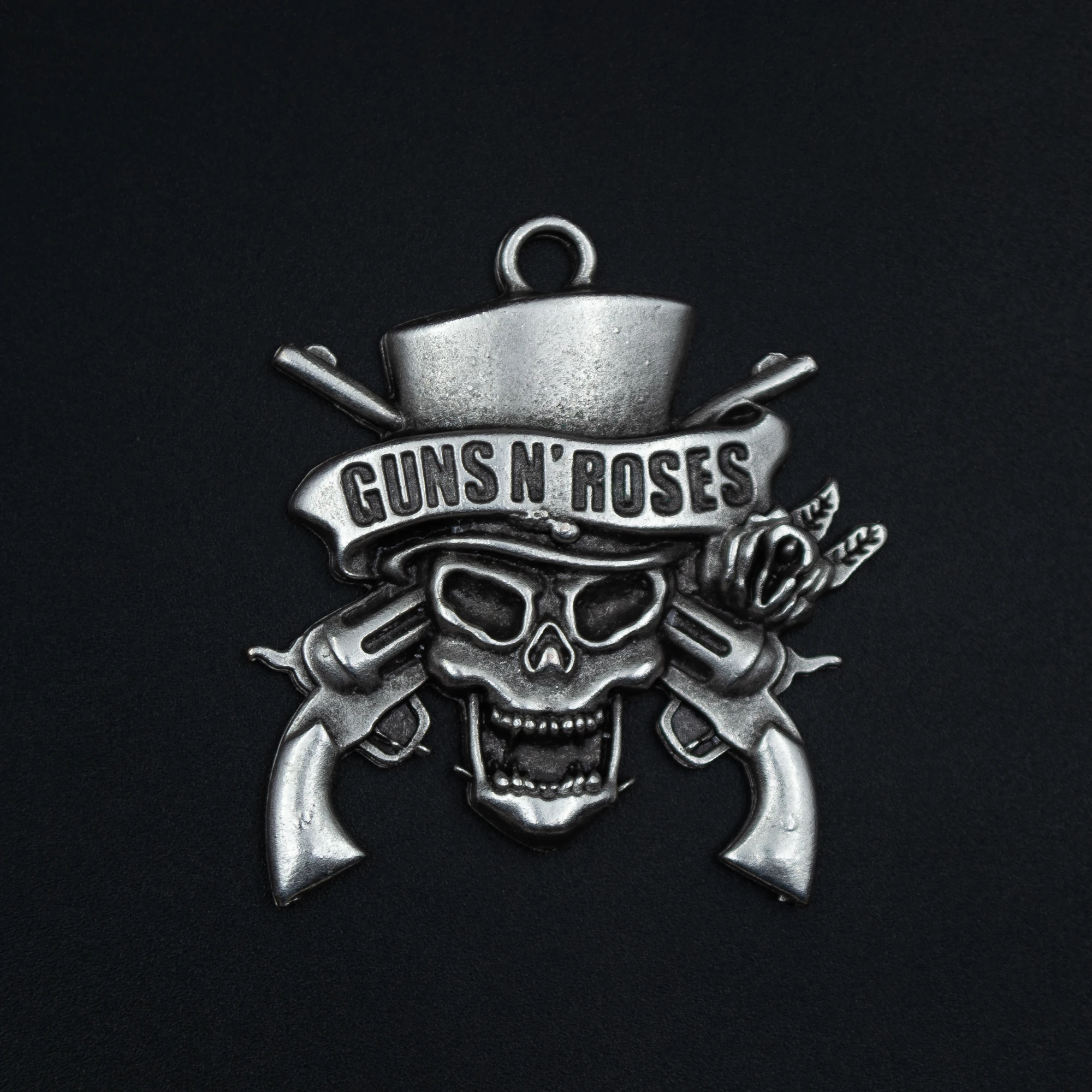 Guns'n Roses Kolye - Gümüş ( Silver ) Renk - 60 cm Deri İp Kolye