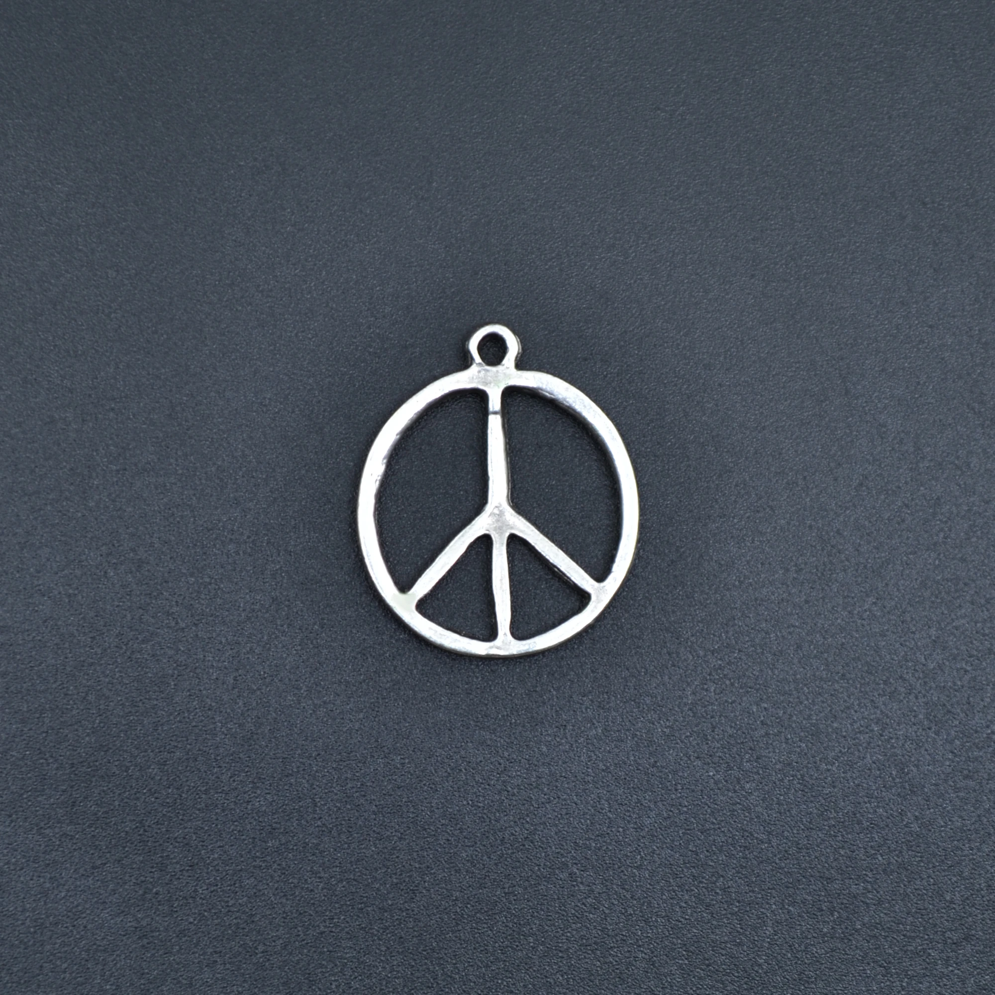 Peace Barış Sembolü Kolye - Gümüş ( Silver ) Renk - 60 cm Düz Ezme Zincir Kolye