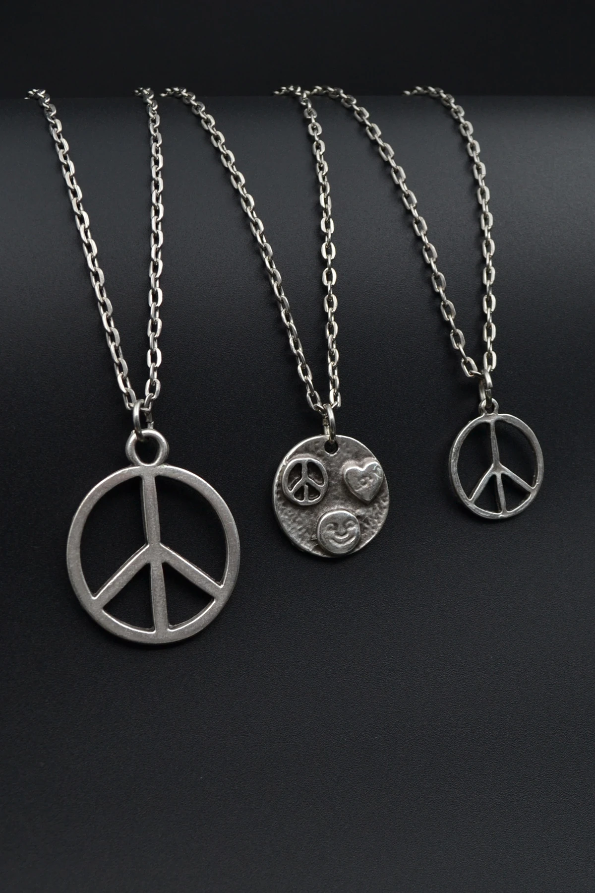 3'lü Peace Barış Özgürlük Sembol Erkek Kadın Kolye Seti