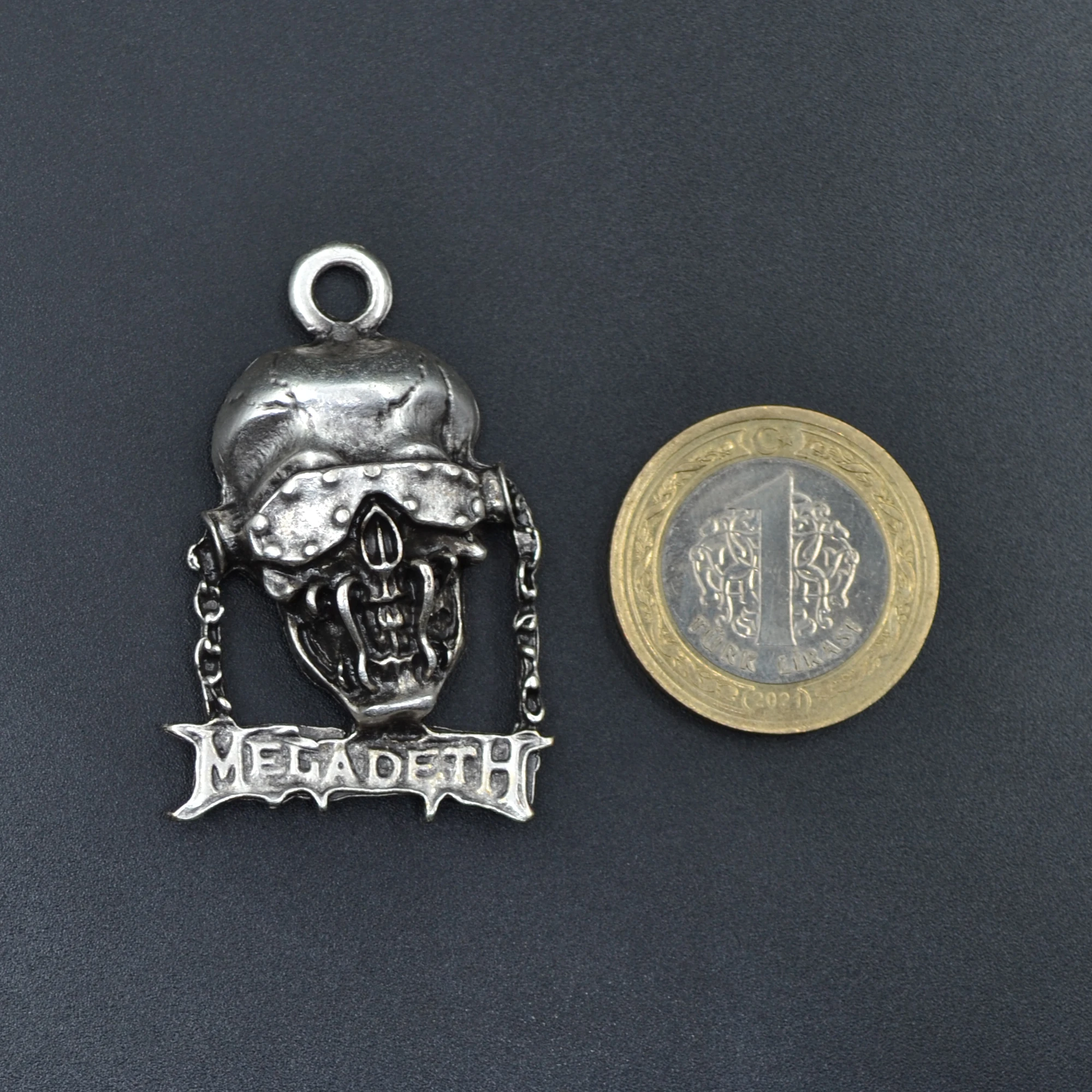 Megadeth Kolye - Gümüş ( Silver ) Renk - 60 cm Örme Zincir Kolye