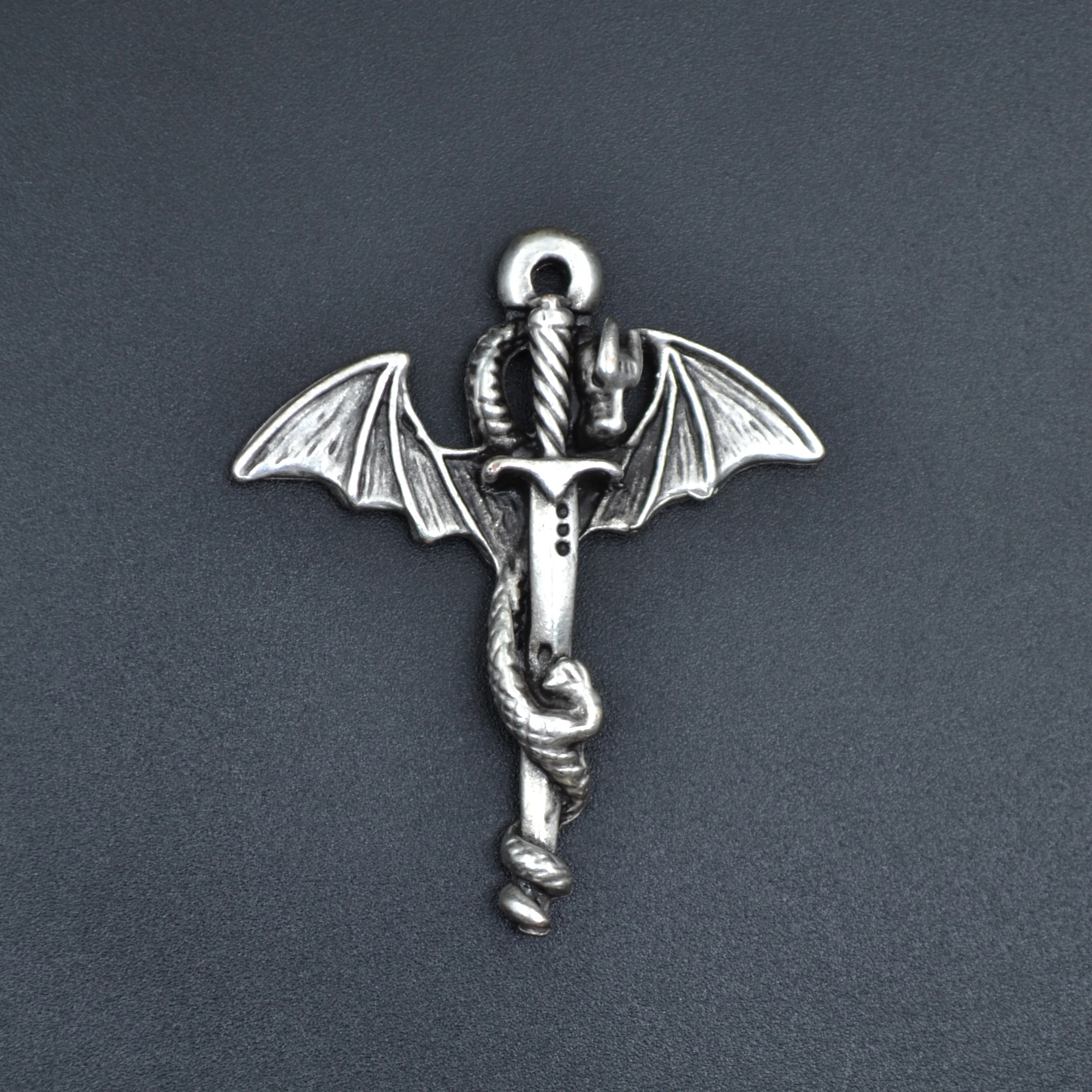 Ejderha Kılıç Kolye Ucu - Gümüş ( Silver ) Renk