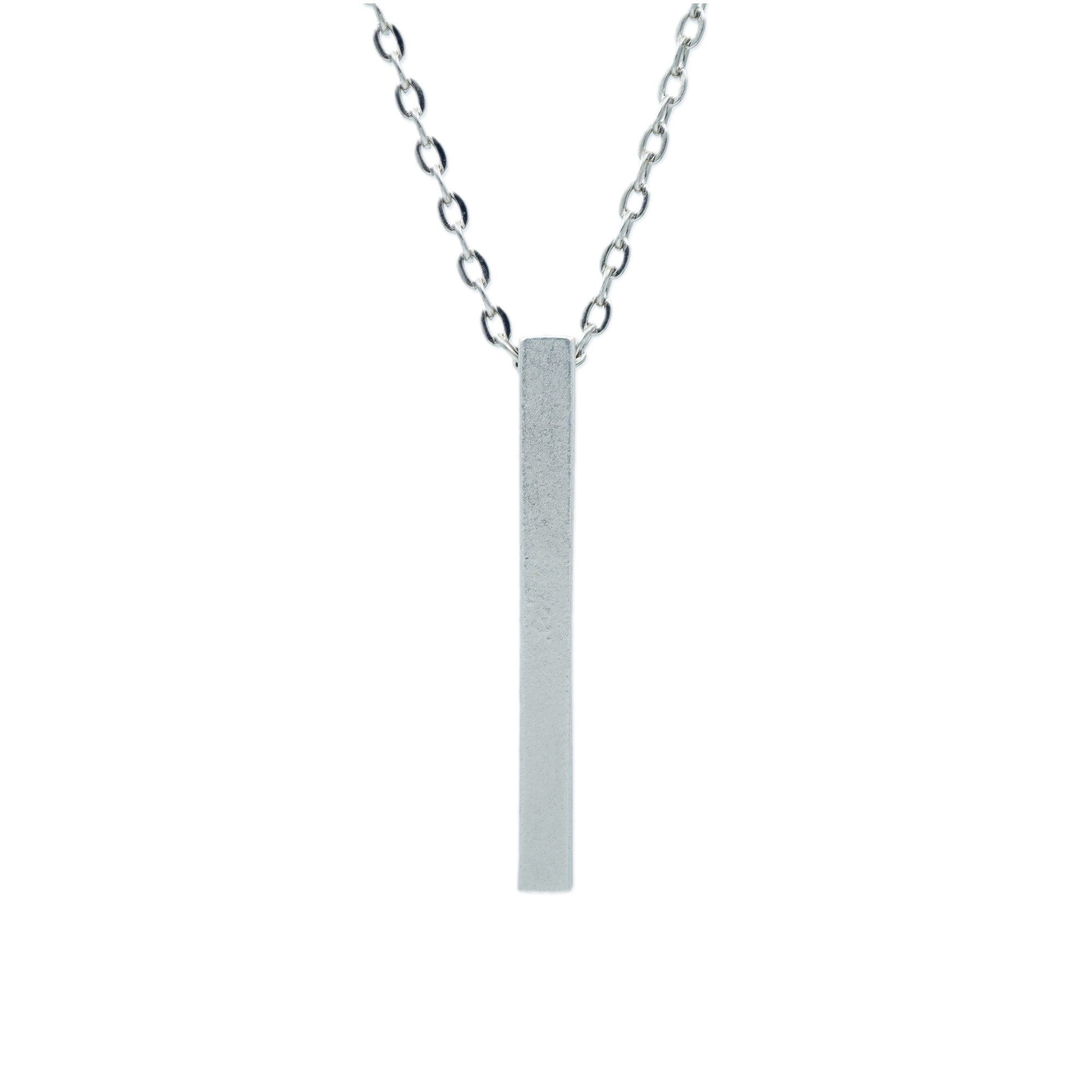 Çubuk- Prizma Kolye - Gümüş ( Silver ) Renk - 60 cm Düz Ezme Zincir Kolye