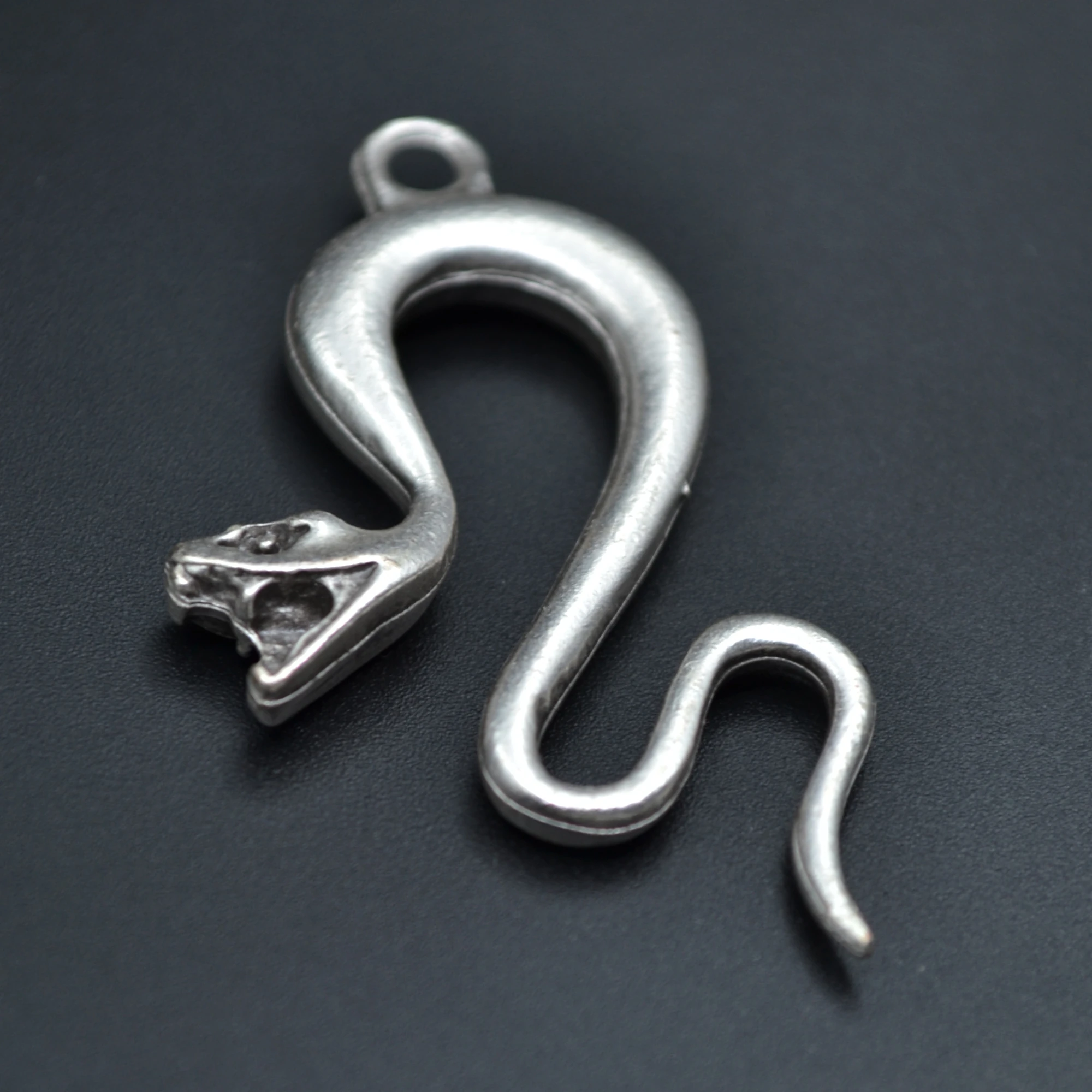 Yılan Kolye - Gümüş ( Silver ) Renk - 60 cm Deri İp Kolye