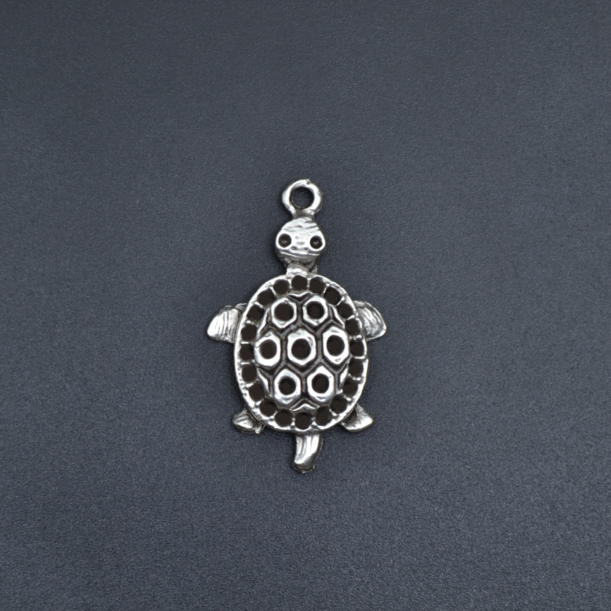 Kaplumbağ Kolye - Gümüş ( Silver ) Renk - 60 cm Düz Ezme Zincir Kolye
