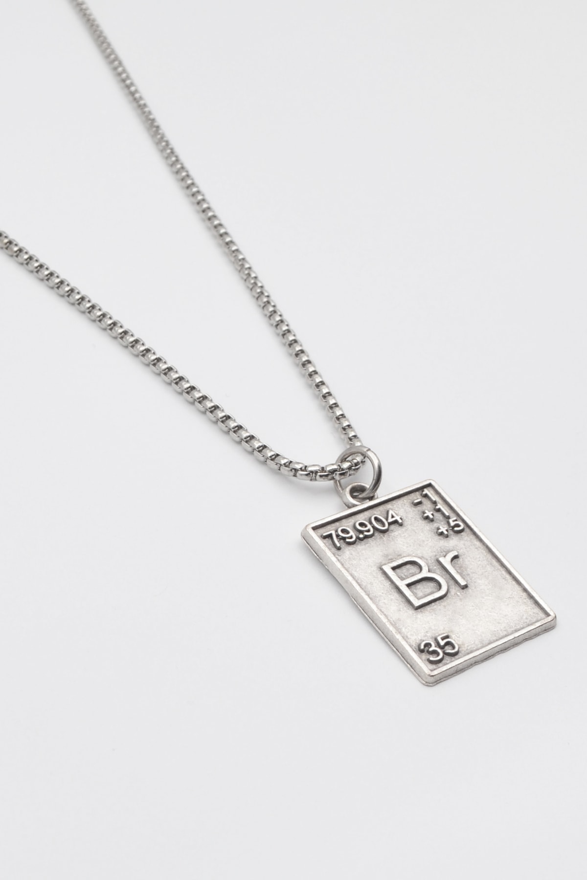 Breaking Bad Br (Brom) Element Kolye - Gümüş ( Silver ) Renk - 60 cm Örme Zincir Kolye