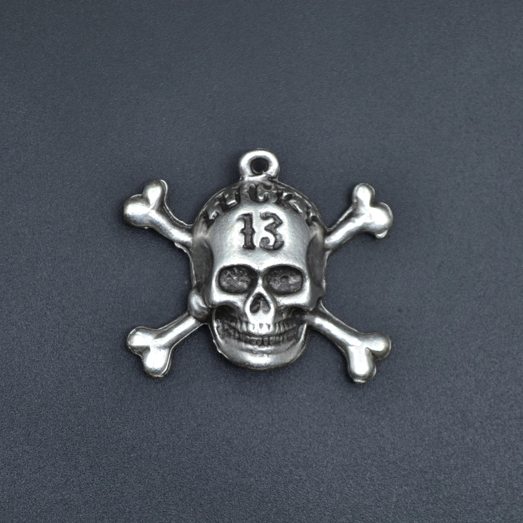 Lucky 13 Kuru Kafa Kolye - Gümüş ( Silver ) Renk - 60 cm Örme Zincir Kolye