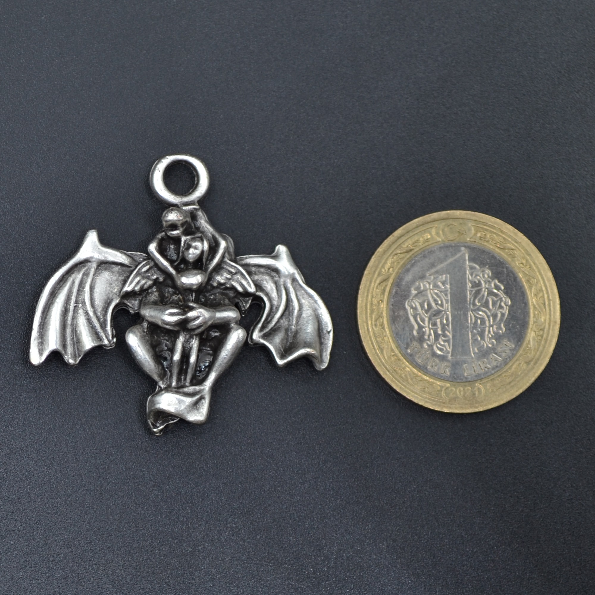 Ejderha ve Kız Kolye - Gümüş ( Silver ) Renk - 60 cm Düz Ezme Zincir Kolye