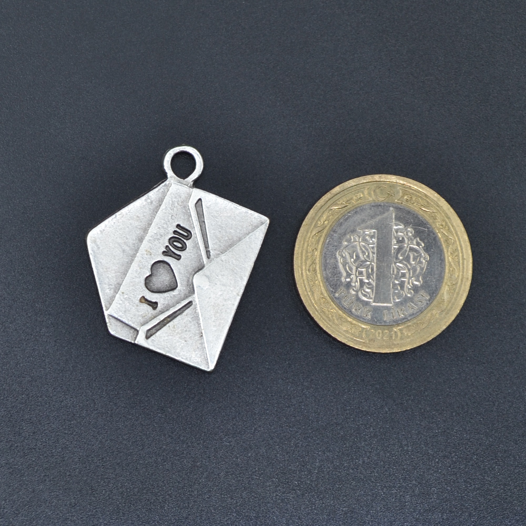 I Love You Mektup Kolye Ucu - Gümüş ( Silver ) Renk