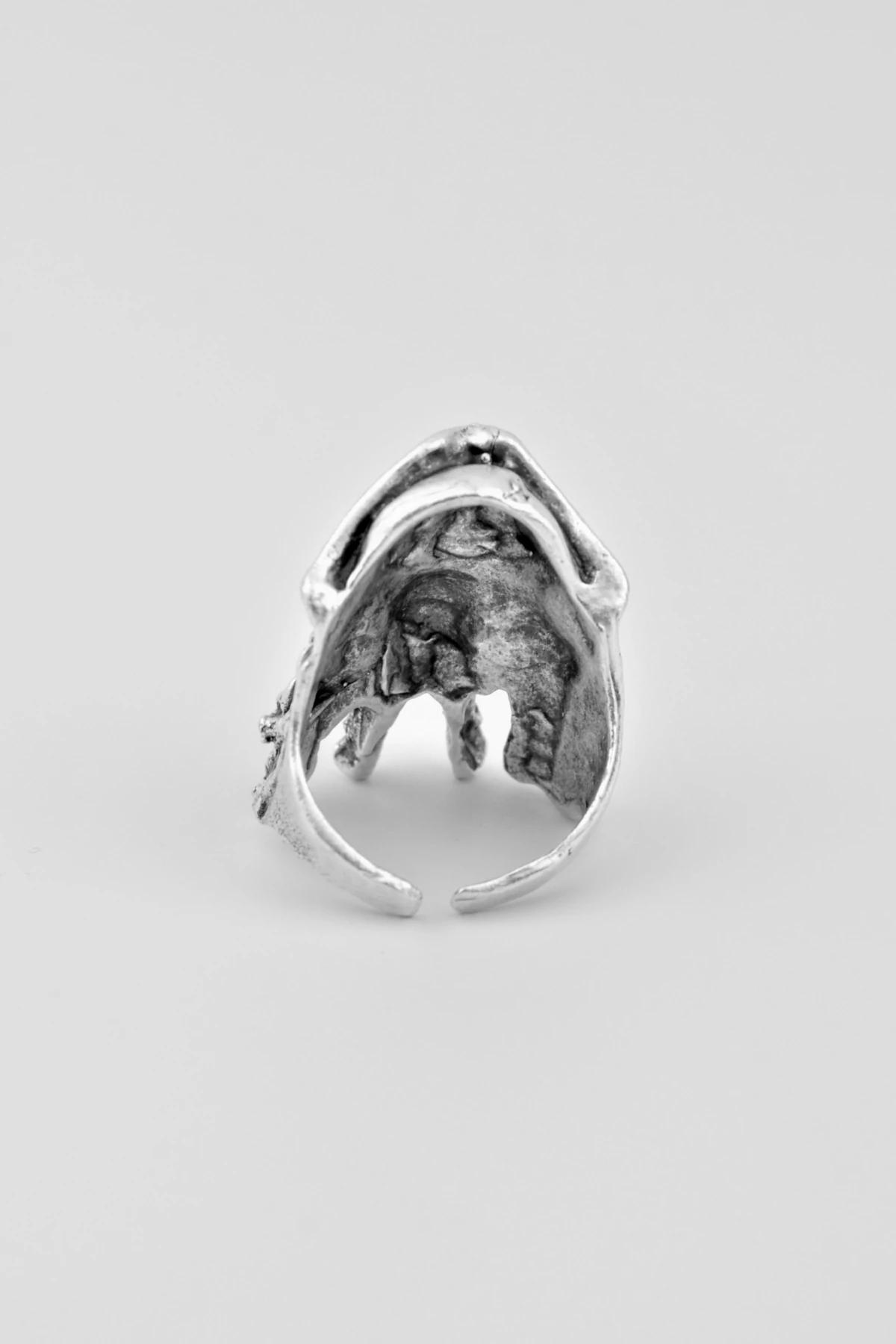 Korsan Kuru Kafa Gümüş Kaplama Ayarlamalı Erkek Yüzük