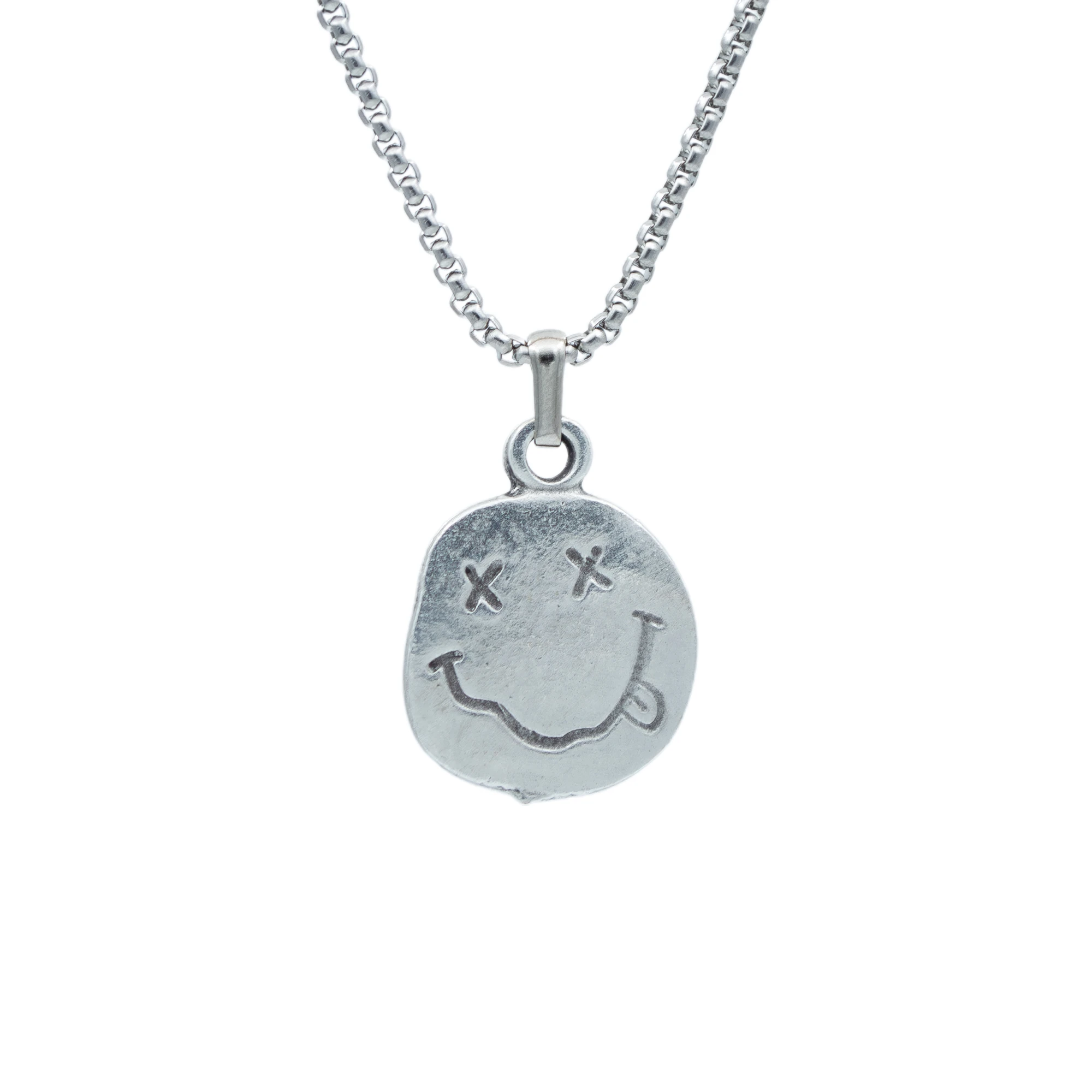 Nirvana - Smile Kolye - Gümüş ( Silver ) Renk - 60 cm Örme Zincir Kolye