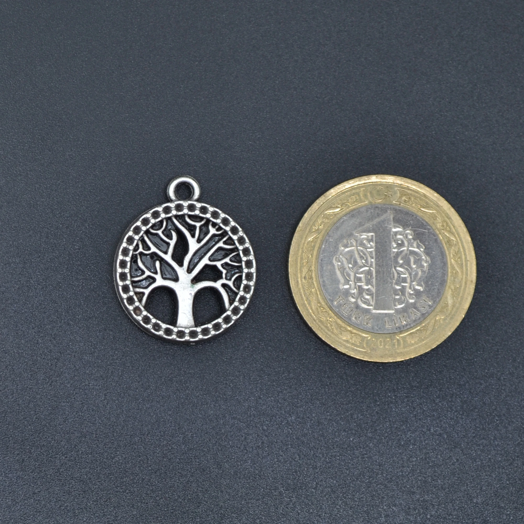 Minimal Yaşam Ağacı Kolye - Gümüş ( Silver ) Renk - 60 cm Düz Ezme Zincir Kolye