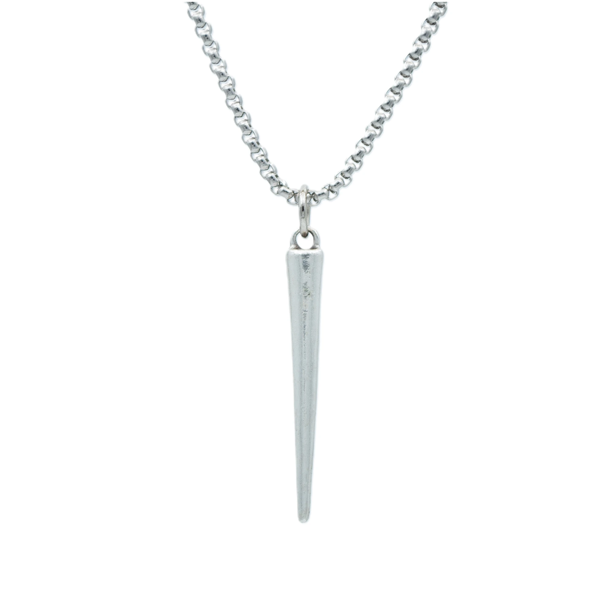 Koni - Çubuk Şeklinde Kolye - Gümüş ( Silver ) Renk - 60 cm Örme Zincir Kolye