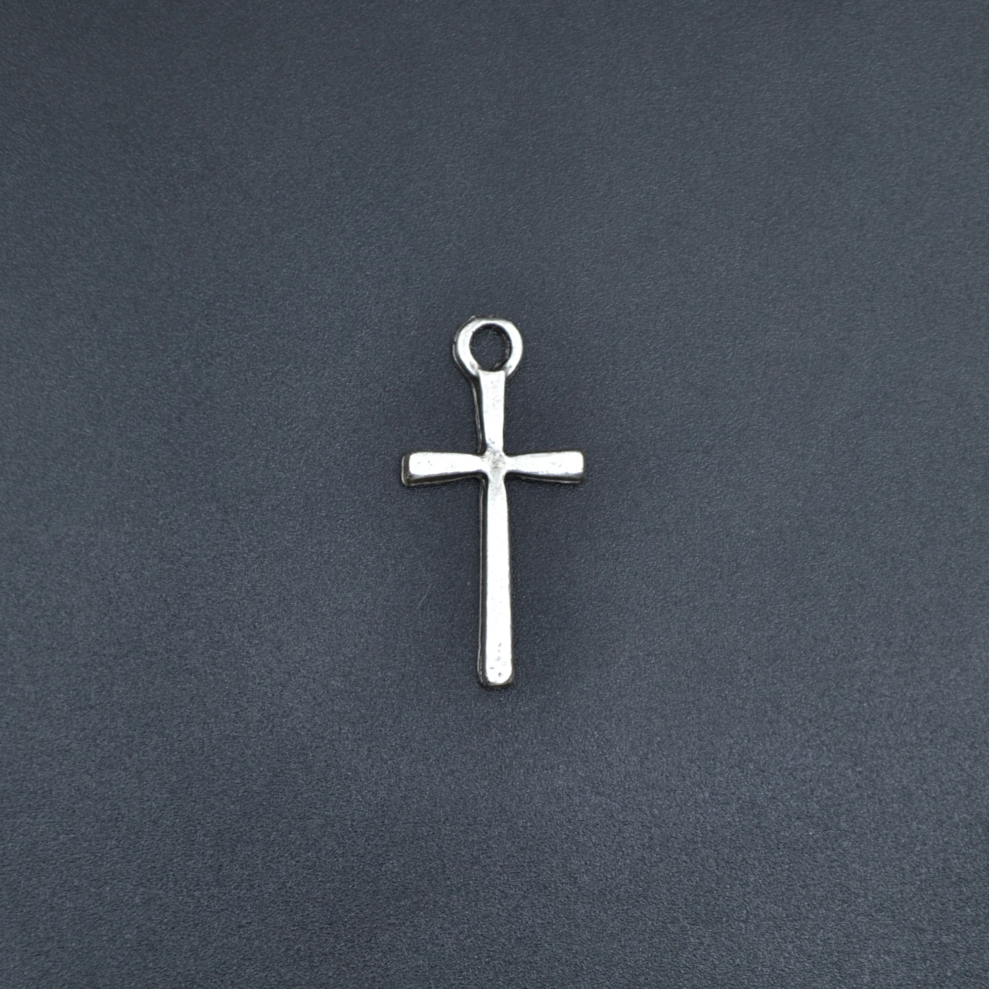 Minimal Haç Kolye - Gümüş ( Silver ) Renk - 60 cm Örme Zincir Kolye