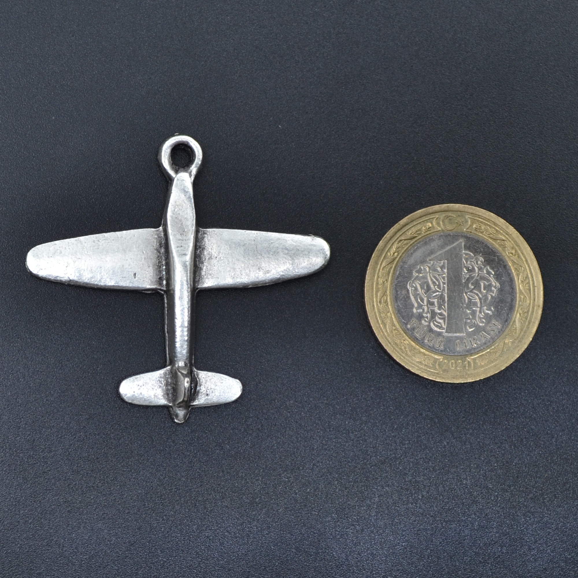 Uçak Kolye Ucu - Gümüş ( Silver ) Renk