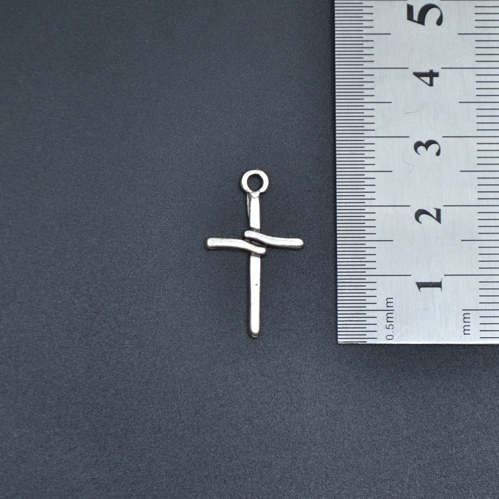 Minimal Haç Kolye - Gümüş ( Silver ) Renk - 60 cm Düz Ezme Zincir Kolye