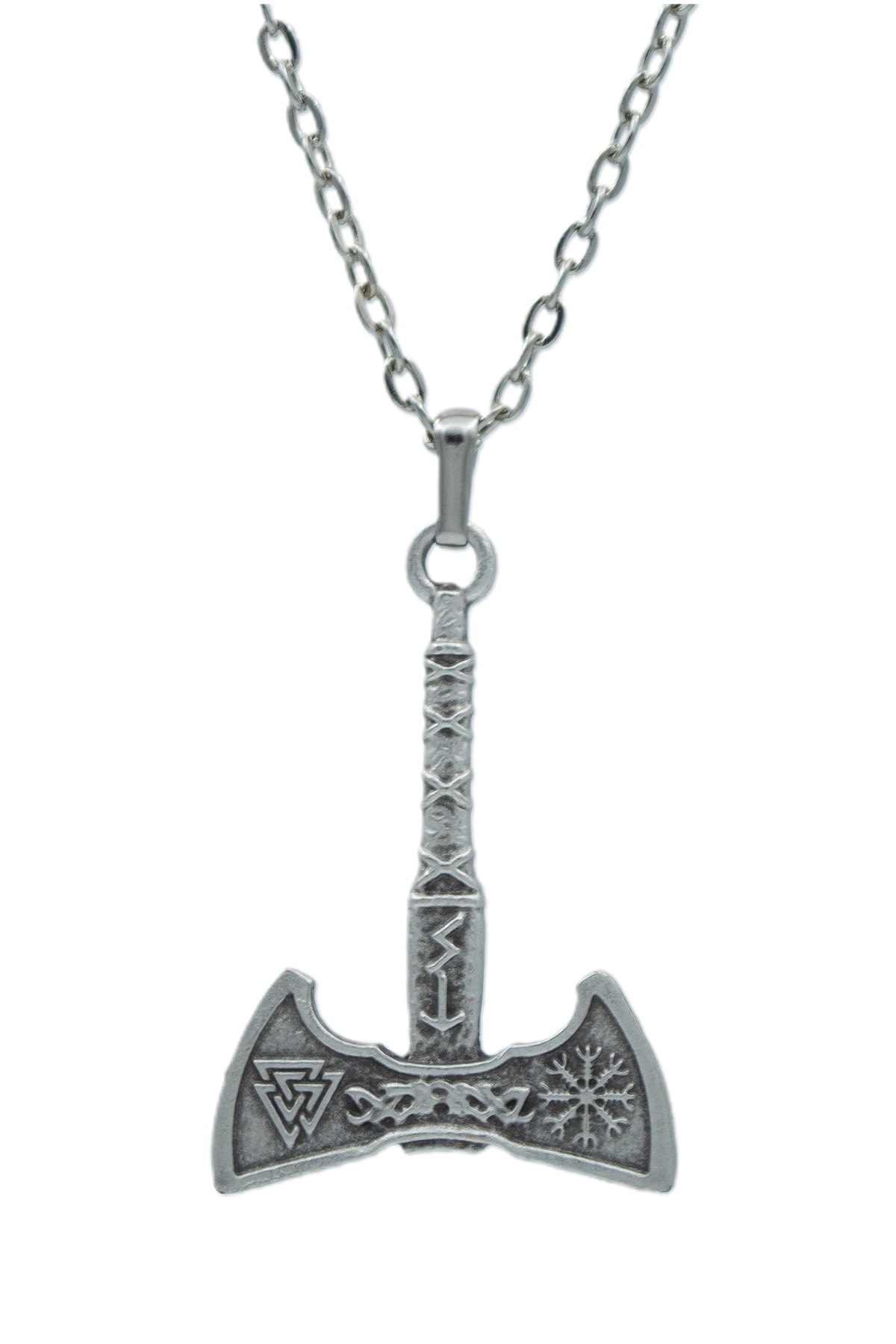 3'lü Thor Çekiç Satır Çift Taraflı Viking Balta Erkek Kadın Kolye Seti