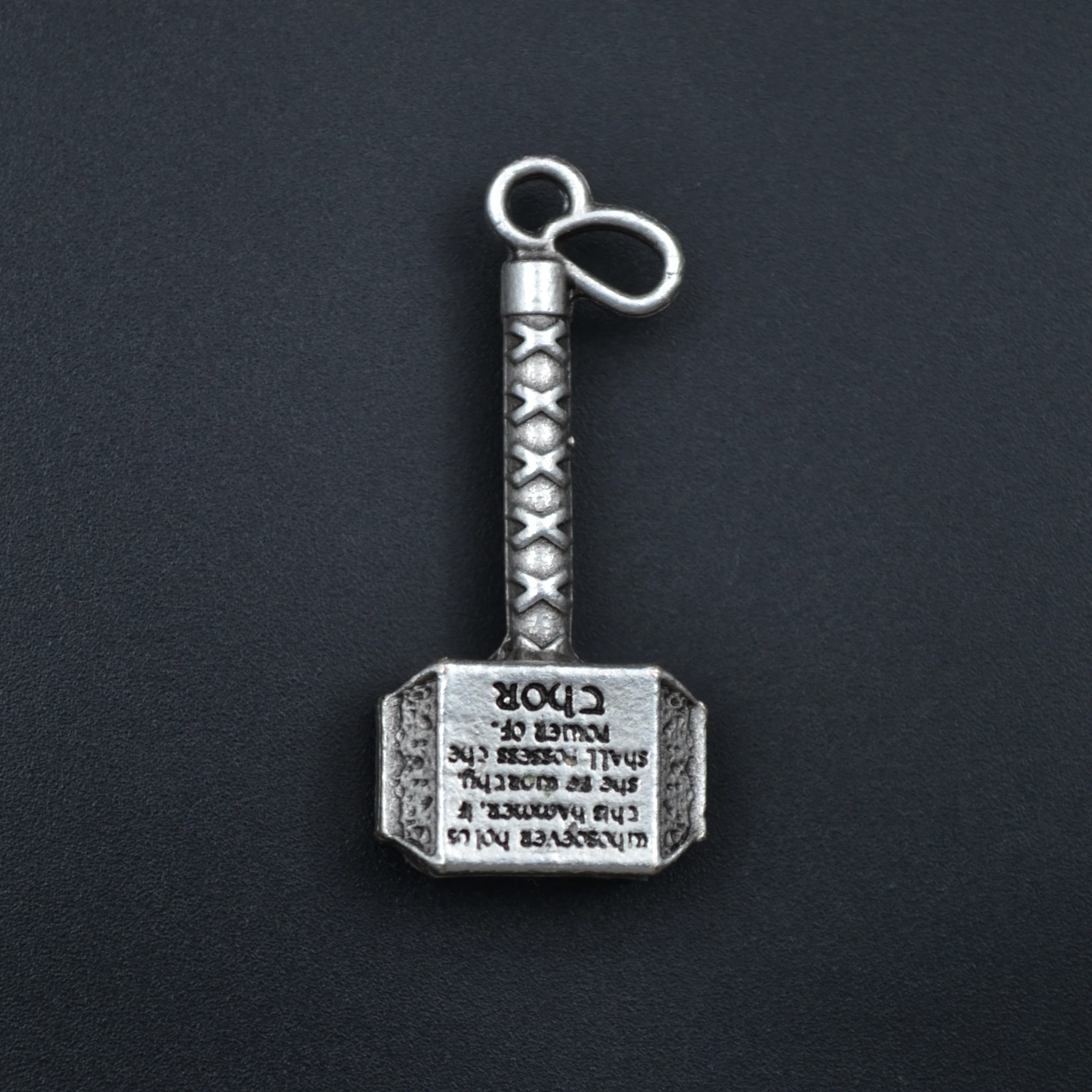 Thor Mjolnir Çekiç Kolye - Gümüş ( Silver ) Renk - 60 cm Düz Ezme Zincir Kolye