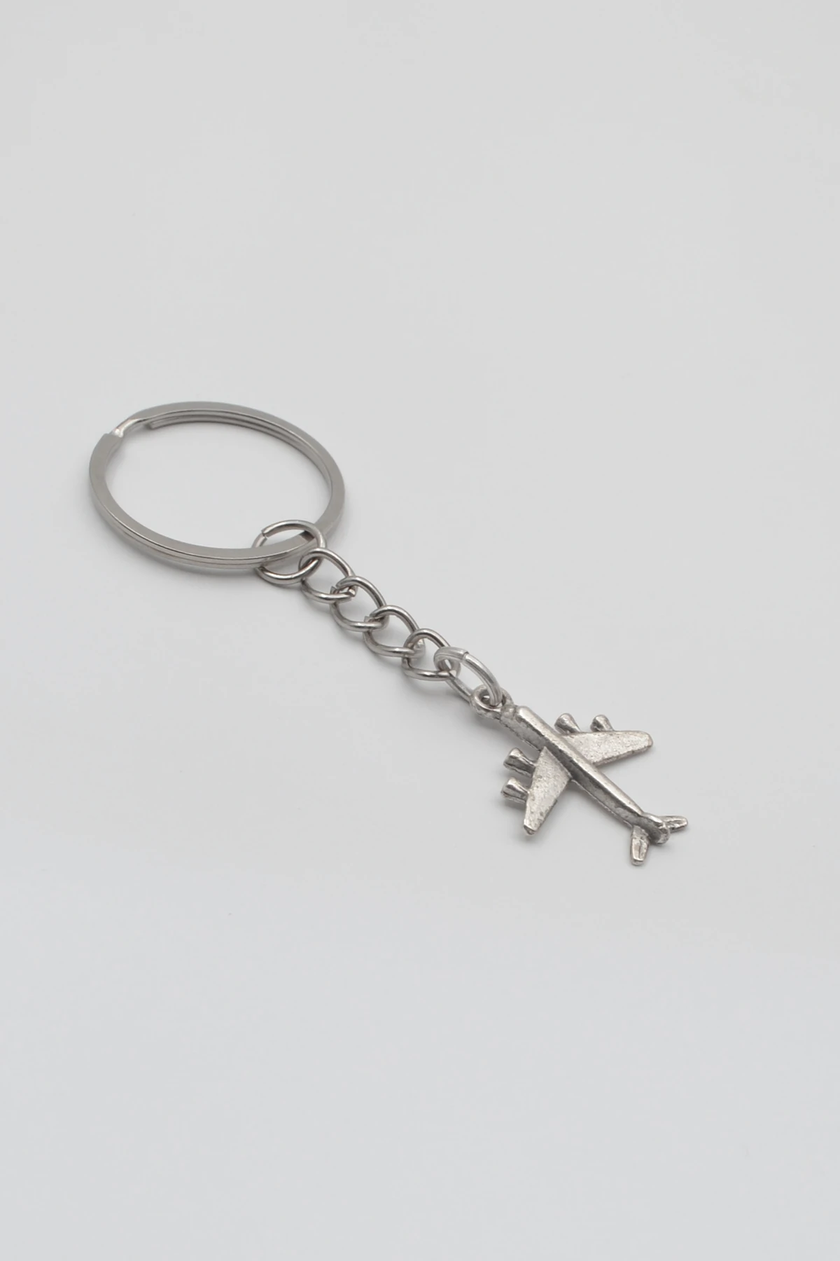 Küçük Uçak Anahtarlık - Antik Gümüş Kaplama - Kadın Erkek