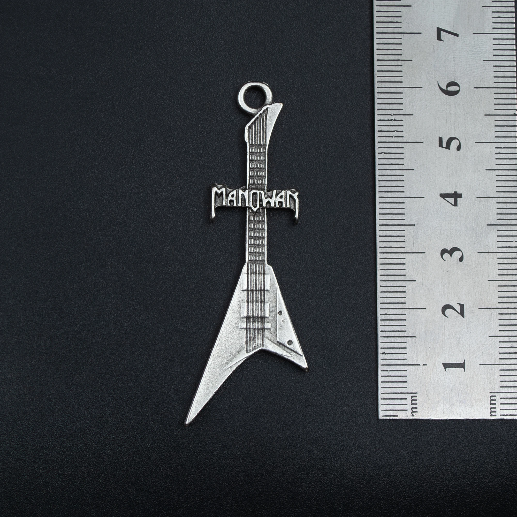 Manowar Elektro Gitar Kolye - Gümüş ( Silver ) Renk - 60 cm Düz Ezme Zincir Kolye