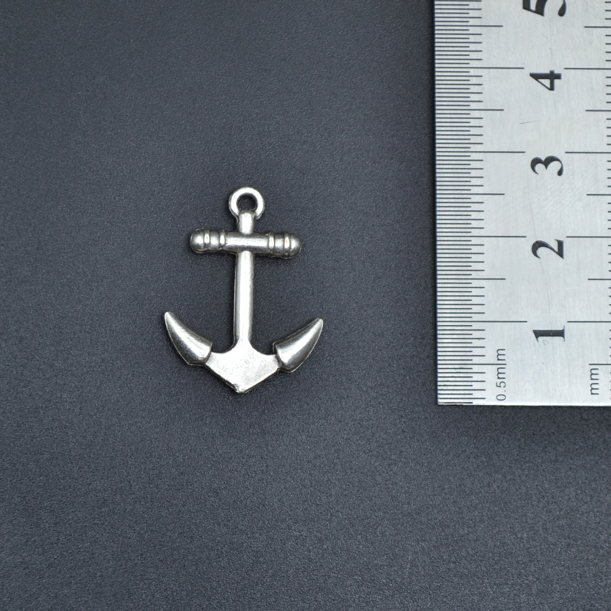 Minimal Deniz Çapası Kolye - Gümüş ( Silver ) Renk - 60 cm Deri İp Kolye