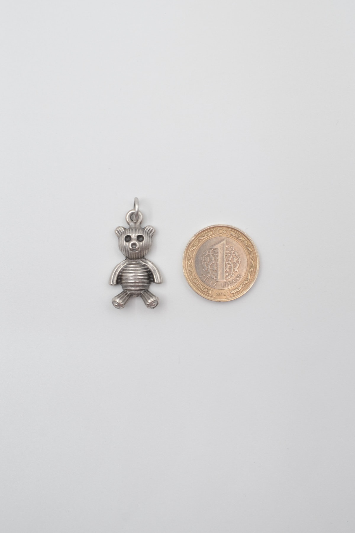 Oyuncak Ayıcık Örme Zincir Kolye - Antik Gümüş Kaplama - Kadın Erkek - 60 cm