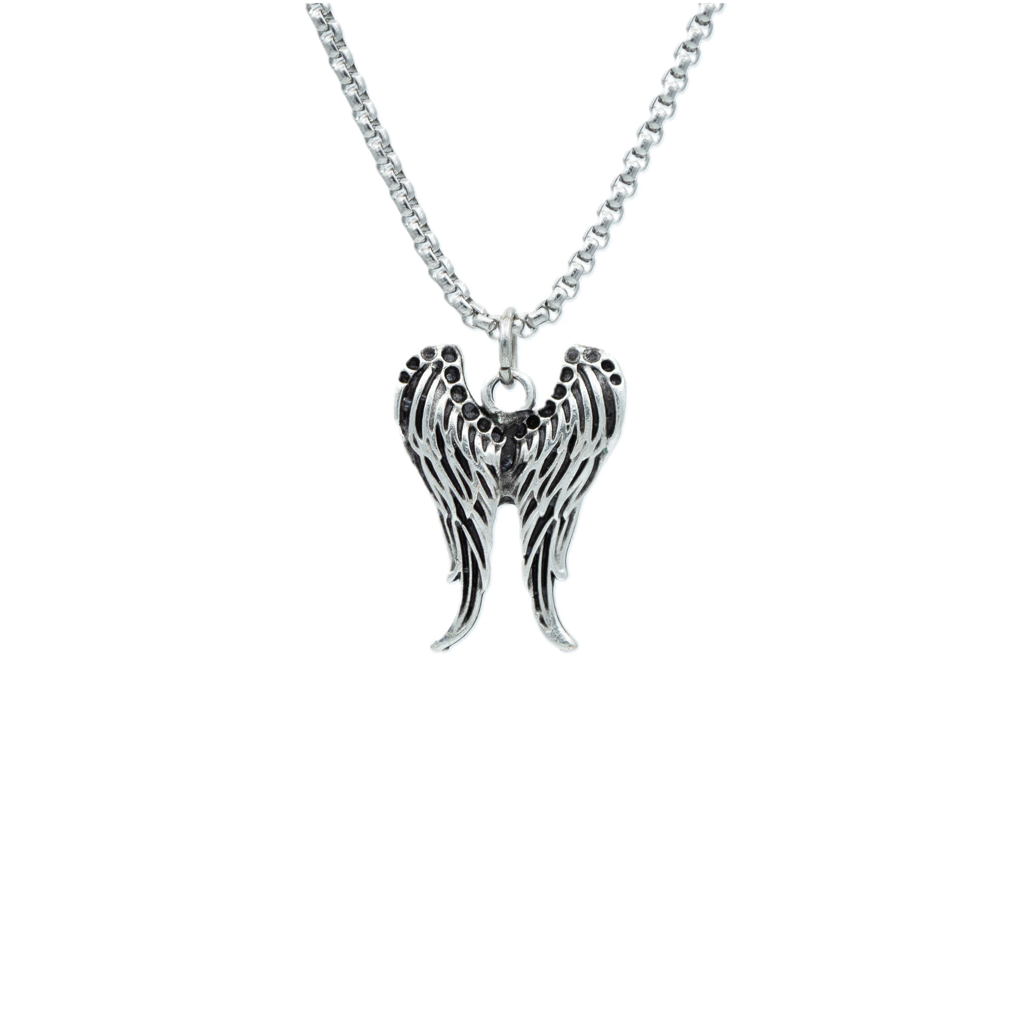 Melek Kanadı Kolye - Gümüş ( Silver ) Renk - 60 cm Örme Zincir Kolye