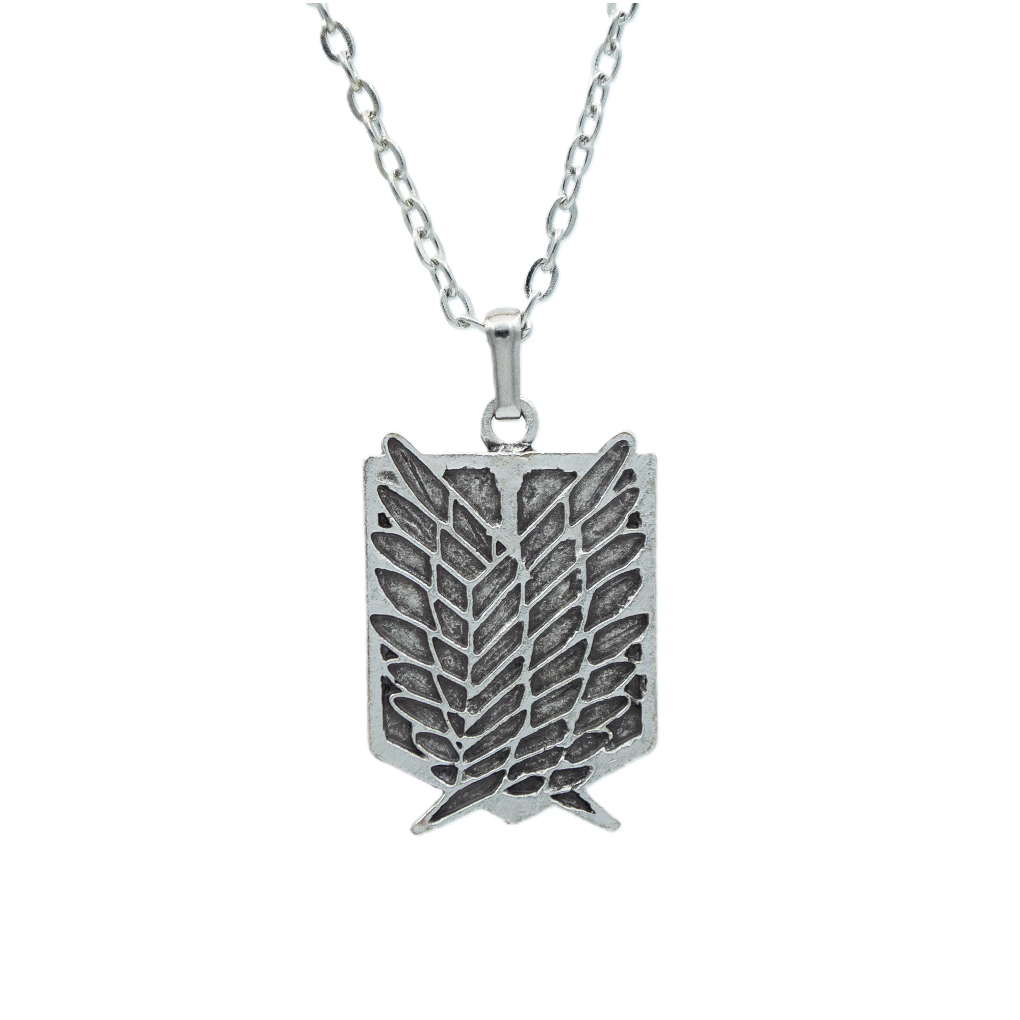 Attack On Titan Anime Kolye - Gümüş ( Silver ) Renk - 60 cm Düz Ezme Zincir Kolye