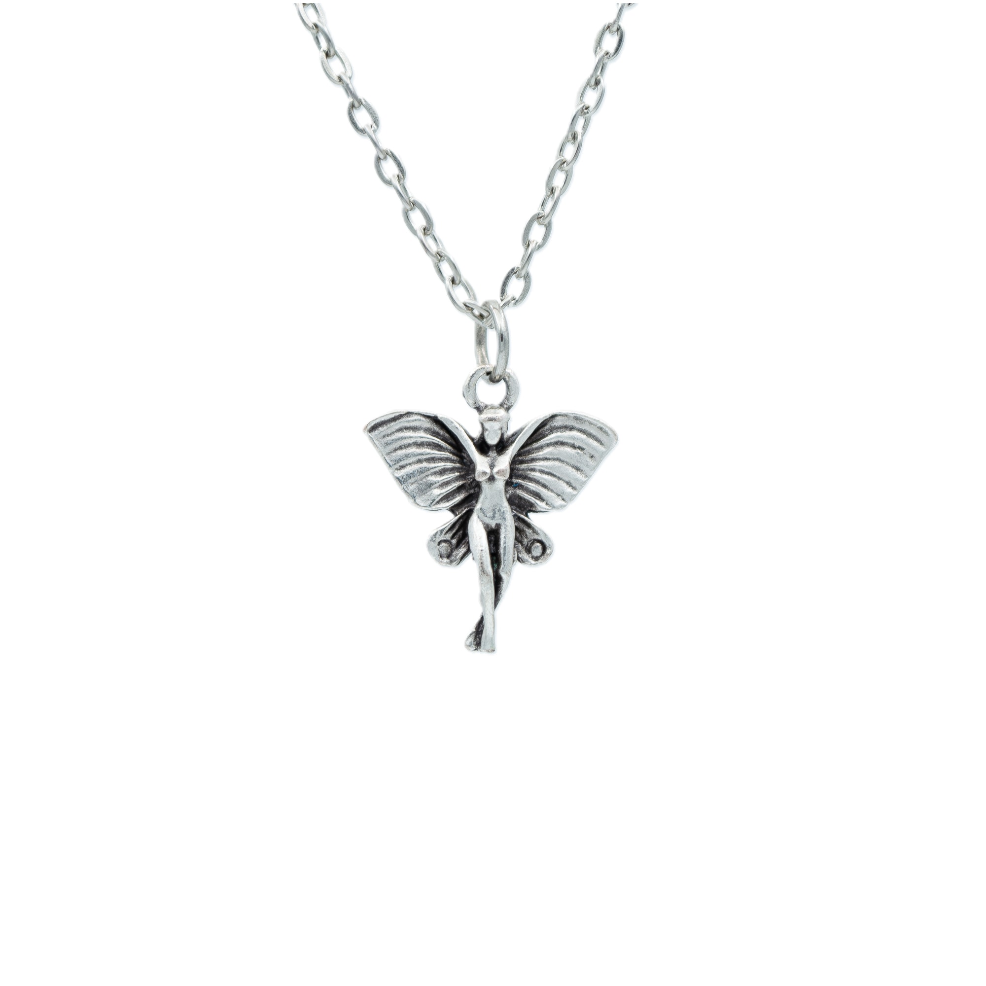 Minimal Kelebek Kanatlı Peri Kolye - Gümüş ( Silver ) Renk - 60 cm Düz Ezme Zincir Kolye