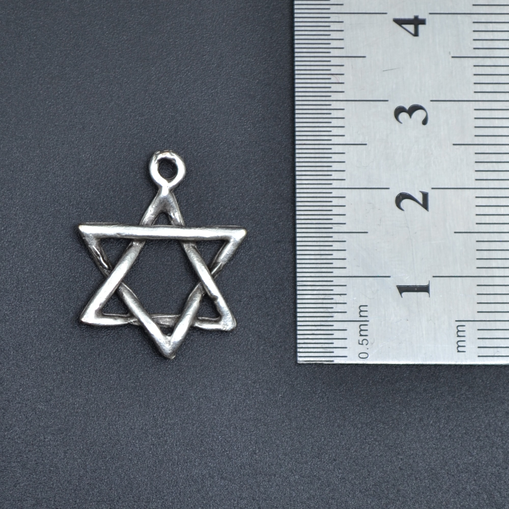 Minimal Pentagram Kolye - Gümüş ( Silver ) Renk - 60 cm Düz Ezme Zincir Kolye