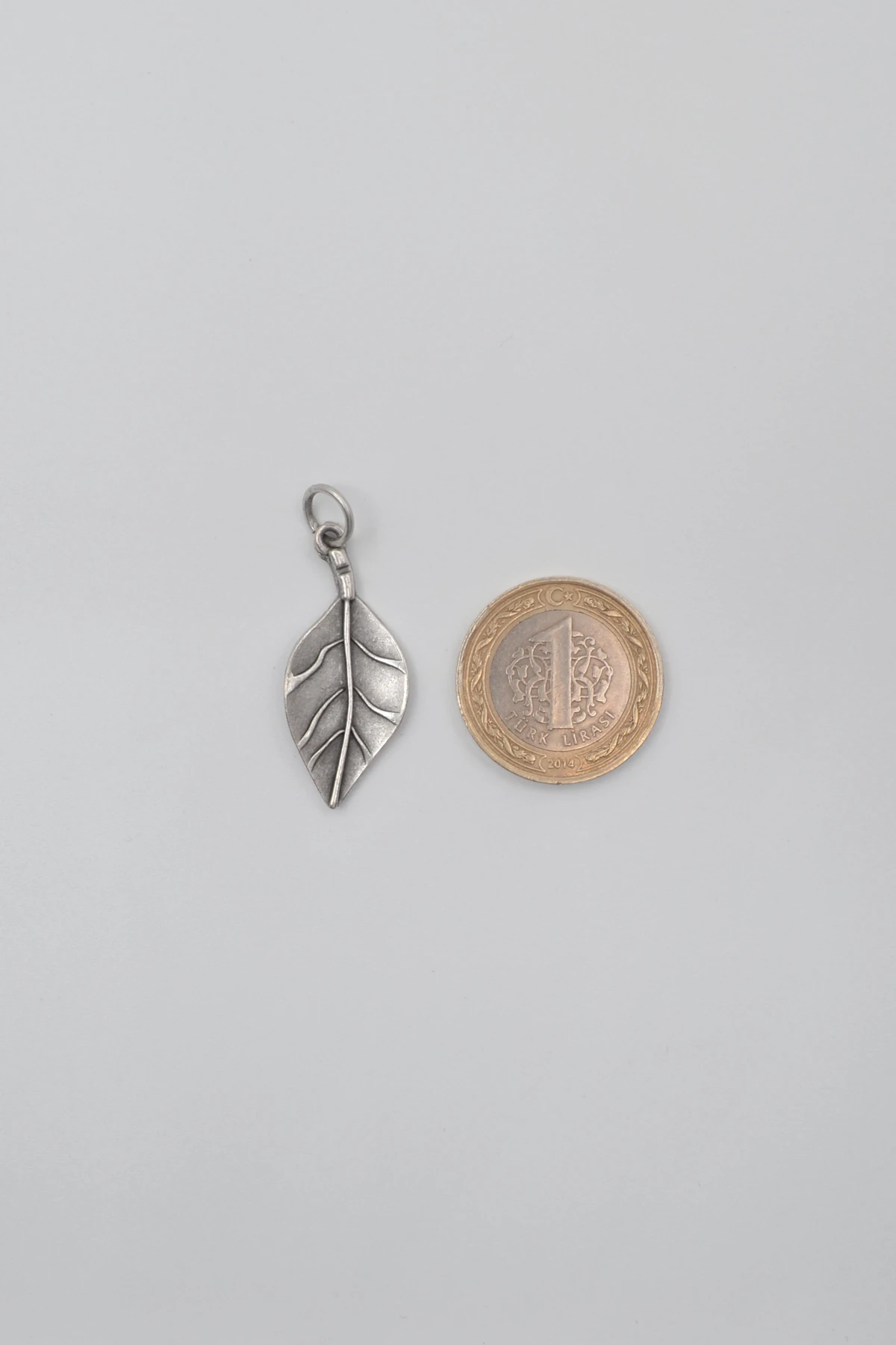 Gerçekçi Yaprak Örme Zincir Kolye - Antik Gümüş Kaplama - Kadın Erkek - 60 cm