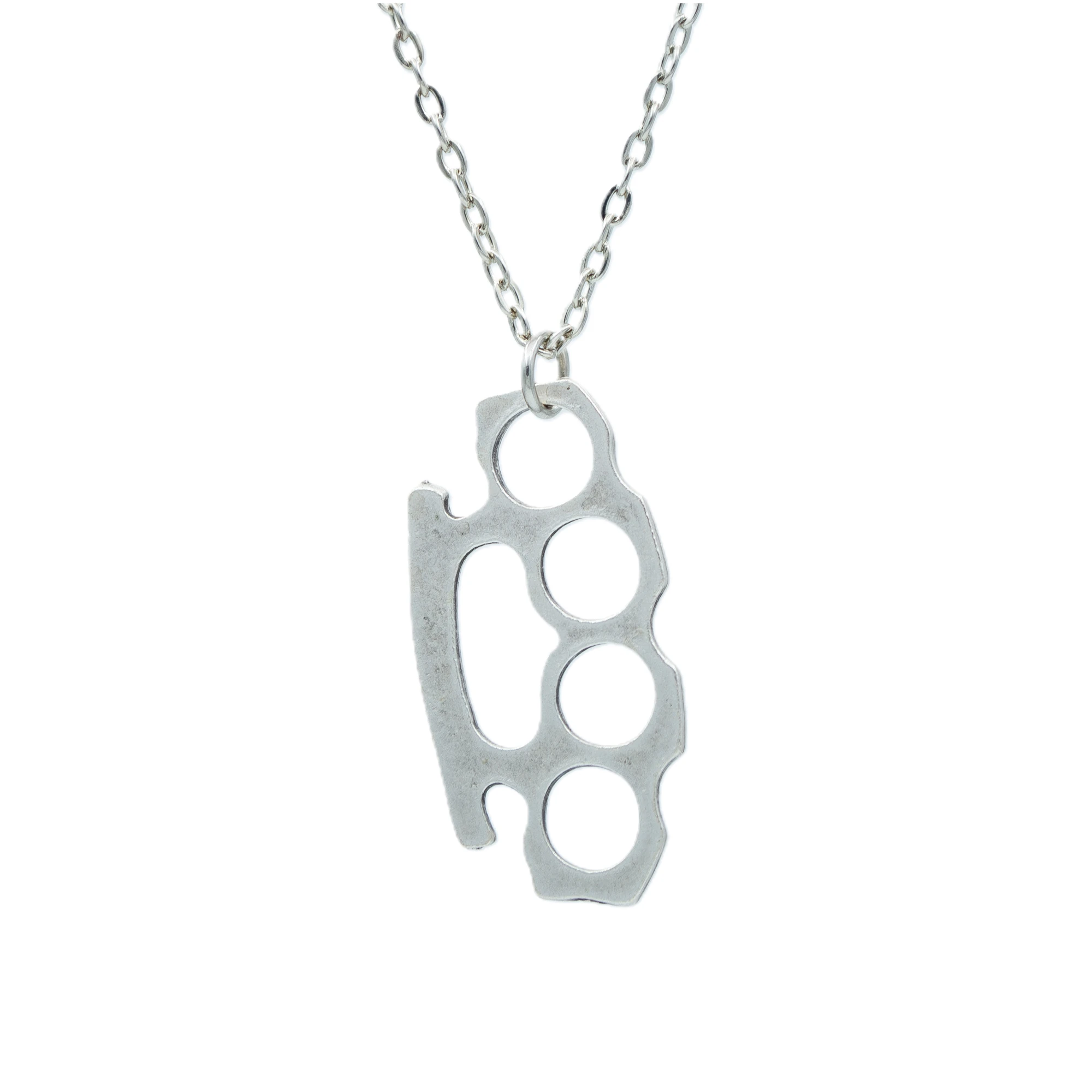 Muşta Kolye - Gümüş ( Silver ) Renk - 60 cm Düz Ezme Zincir Kolye