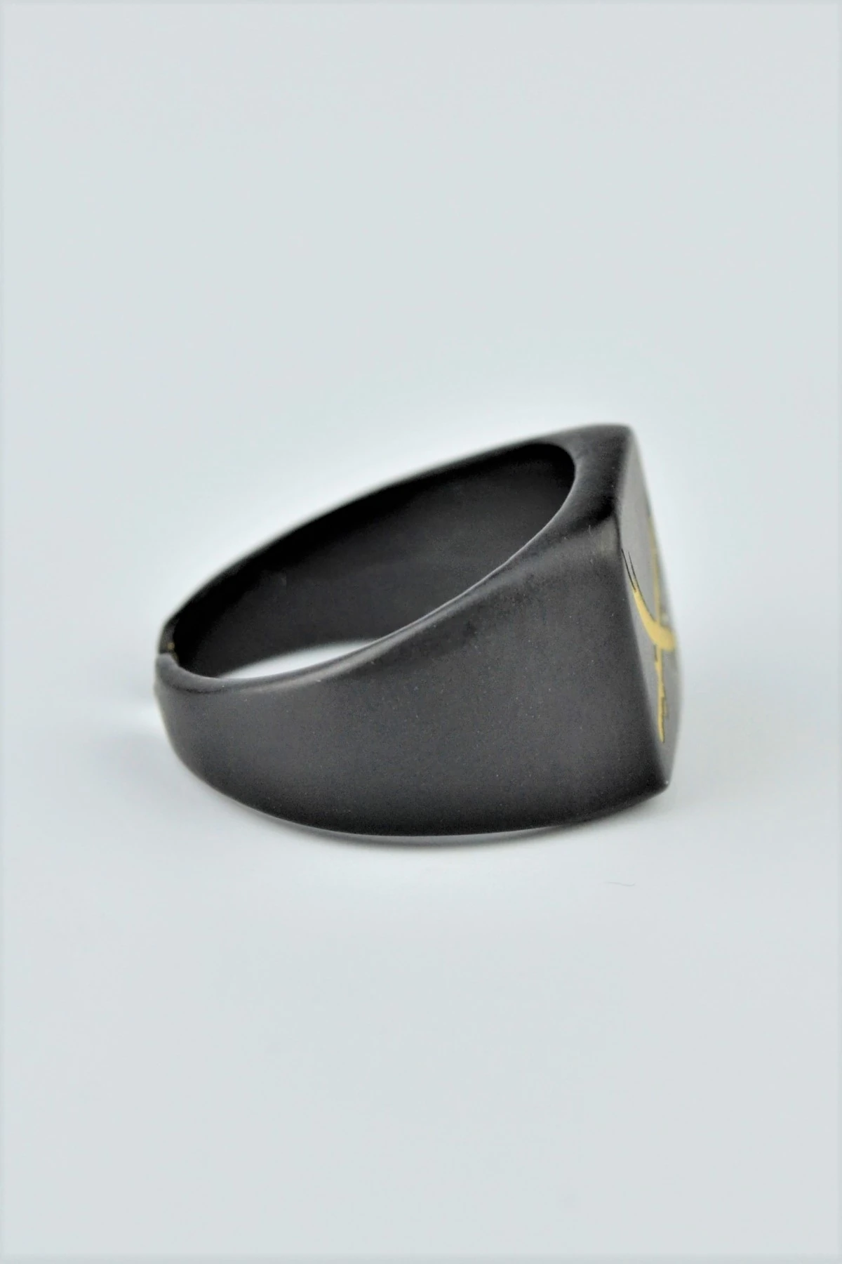 Zülfikar Kılıç Kare Şovalye Mat Siyah Ayarlamalı Erkek Yüzük