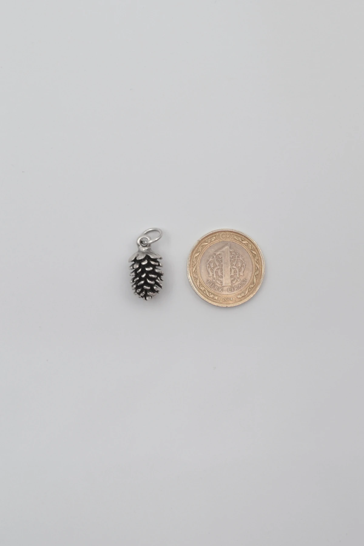 Çam Kozalağı Düz Ezme Zincir Kolye - Antik Gümüş Kaplama - Kadın Erkek - 60 cm