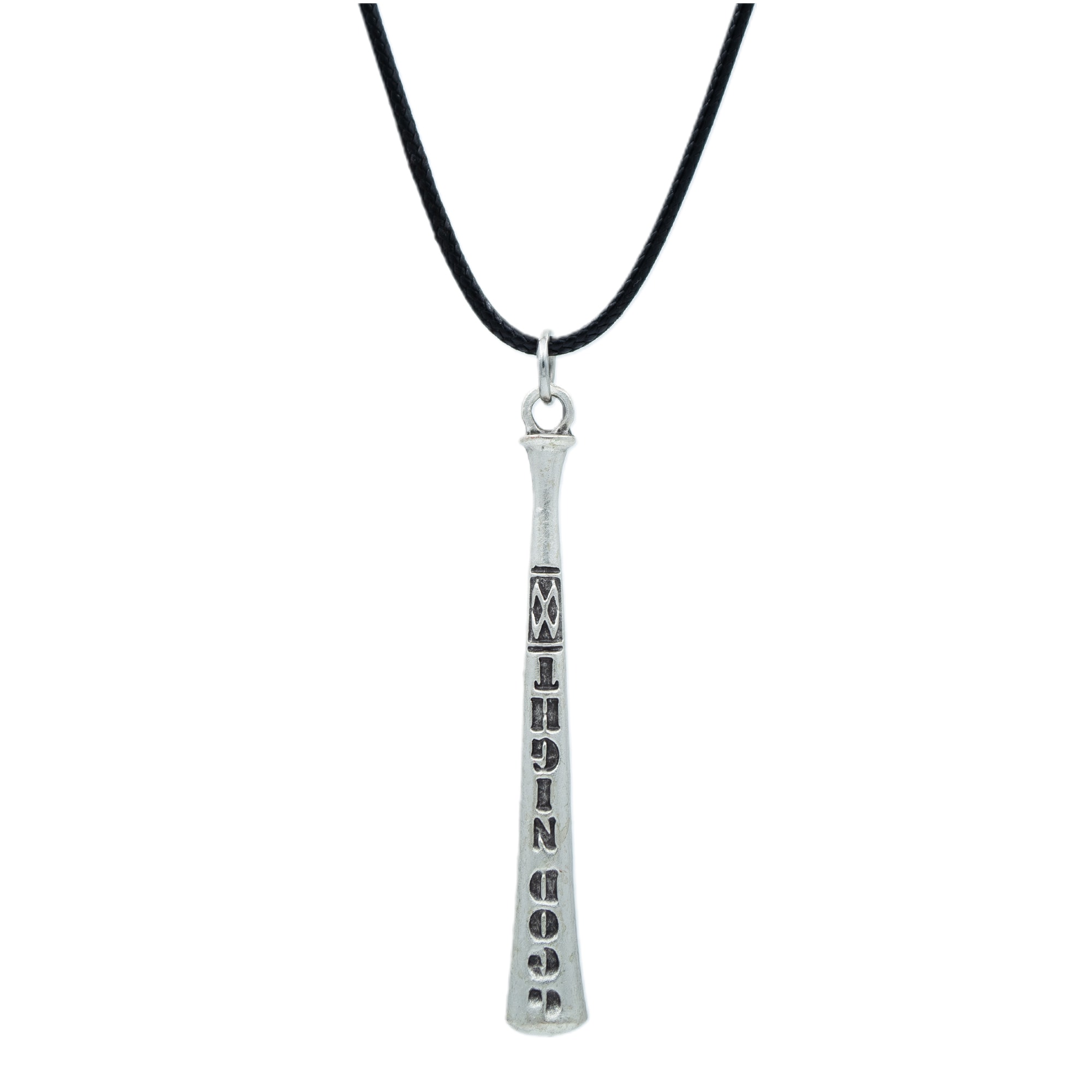 Beyzbol Sopası Kolye - Gümüş ( Silver ) Renk - 60 cm Deri İp Kolye