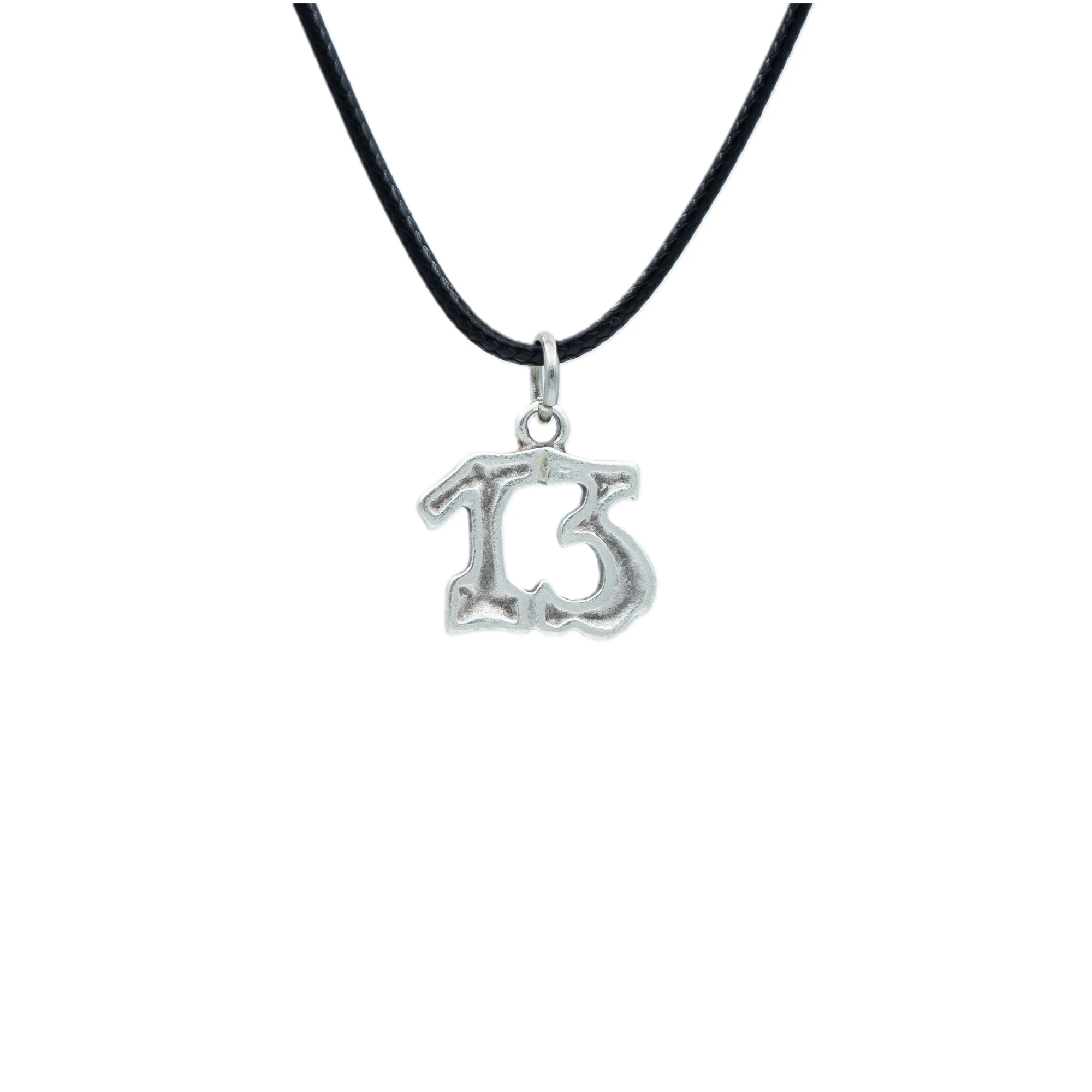 Minimal 13 Yazılı Kolye - Gümüş ( Silver ) Renk - 60 cm Deri İp Kolye