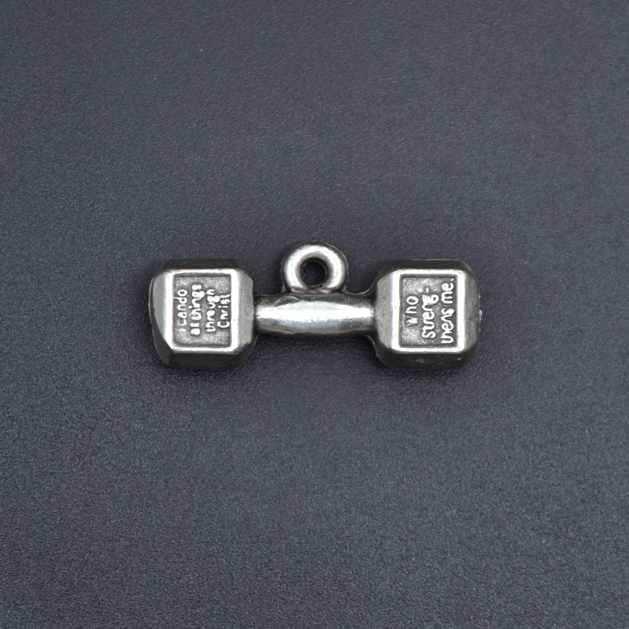 Sporcu Halter - Dambıl Kolye Ucu - Gümüş ( Silver ) Renk