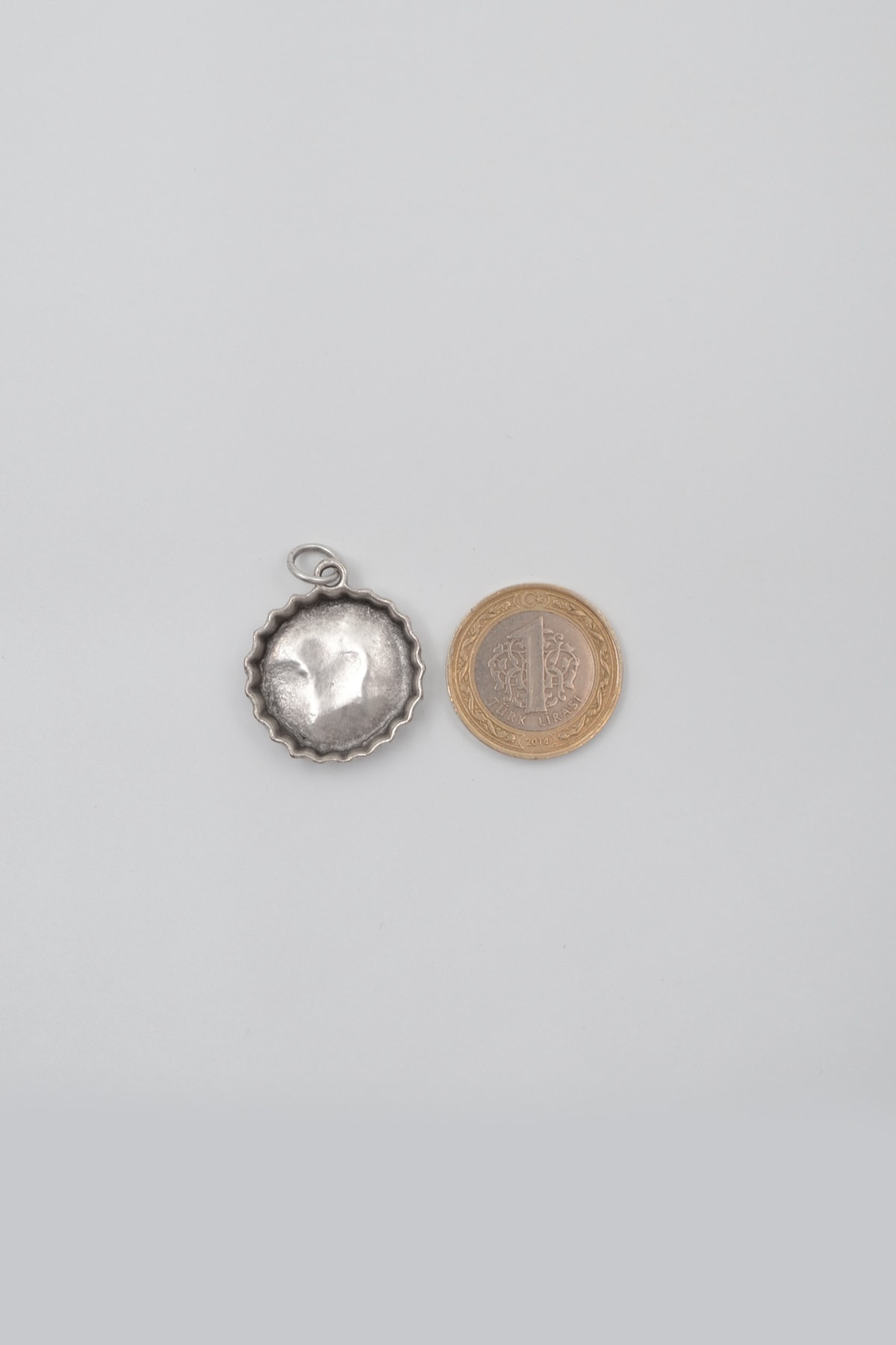 Retro Gazoz Kapağı Kolye Ucu - Gümüş ( Silver ) Renk