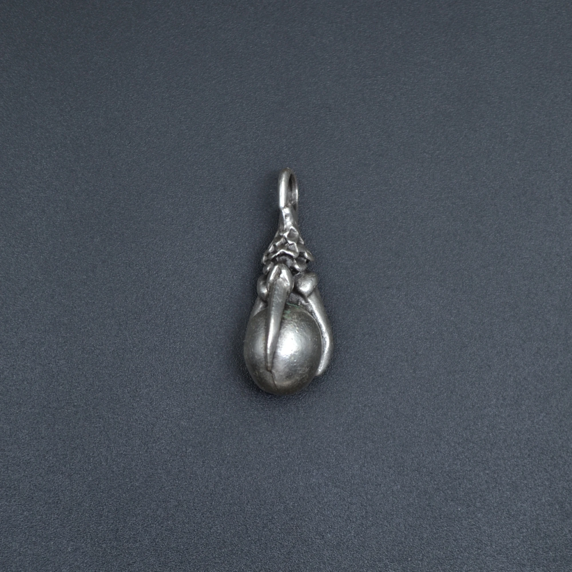 Gotik Ejderha Pençesi Kolye - Gümüş ( Silver ) Renk - 60 cm Örme Zincir Kolye