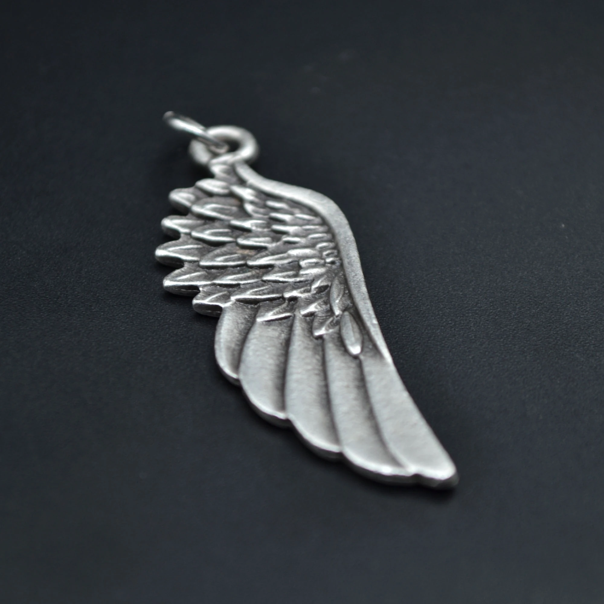 Kartal Melek Kanadı Kolye - Gümüş ( Silver ) Renk - 60 cm Deri İp Kolye