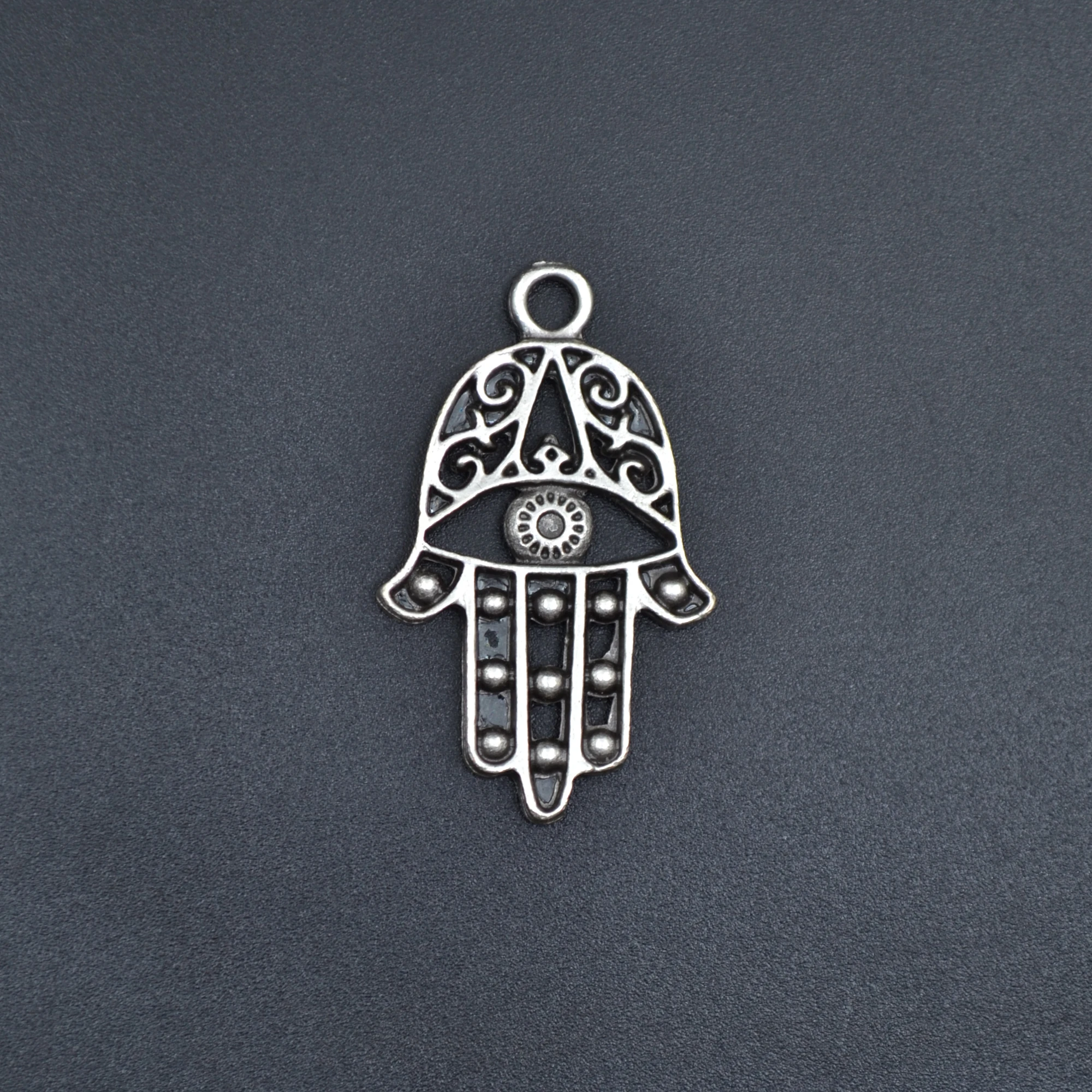 Fatma Ana Eli Kolye - Gümüş ( Silver ) Renk - 60 cm Örme Zincir Kolye