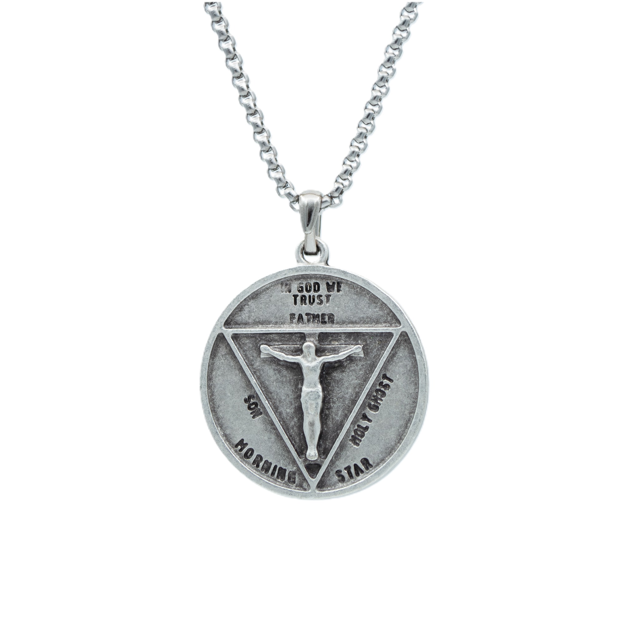 Pagan - Keçi Şeytan - Hz. İsa Kolye - Gümüş ( Silver ) Renk - 60 cm Düz Ezme Zincir Kolye