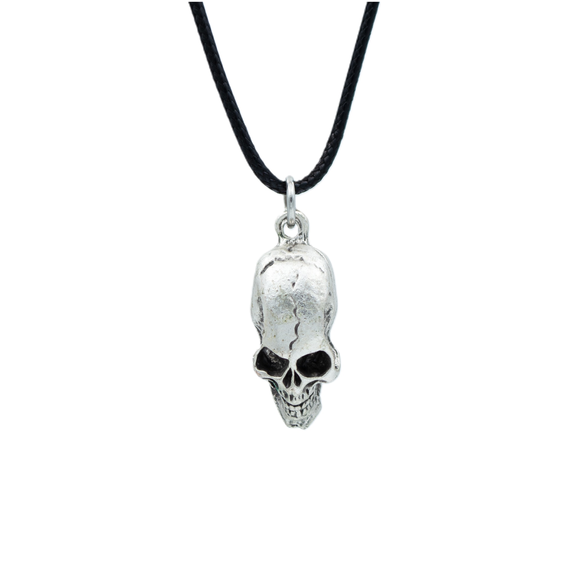 Kuru Kafa Kolye - Gümüş ( Silver ) Renk - 60 cm Deri İp Kolye