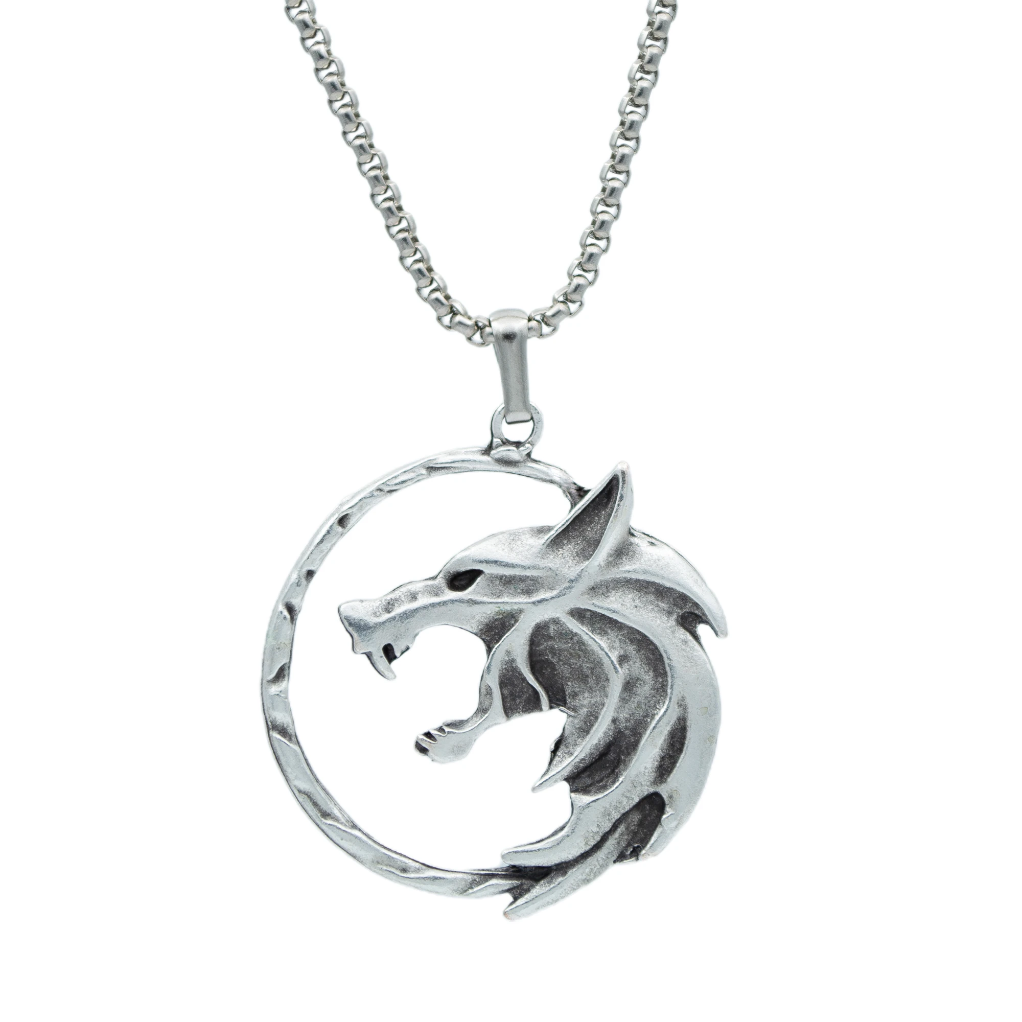 The Witcher 3 Çember Kolye - Gümüş ( Silver ) Renk - 60 cm Örme Zincir Kolye