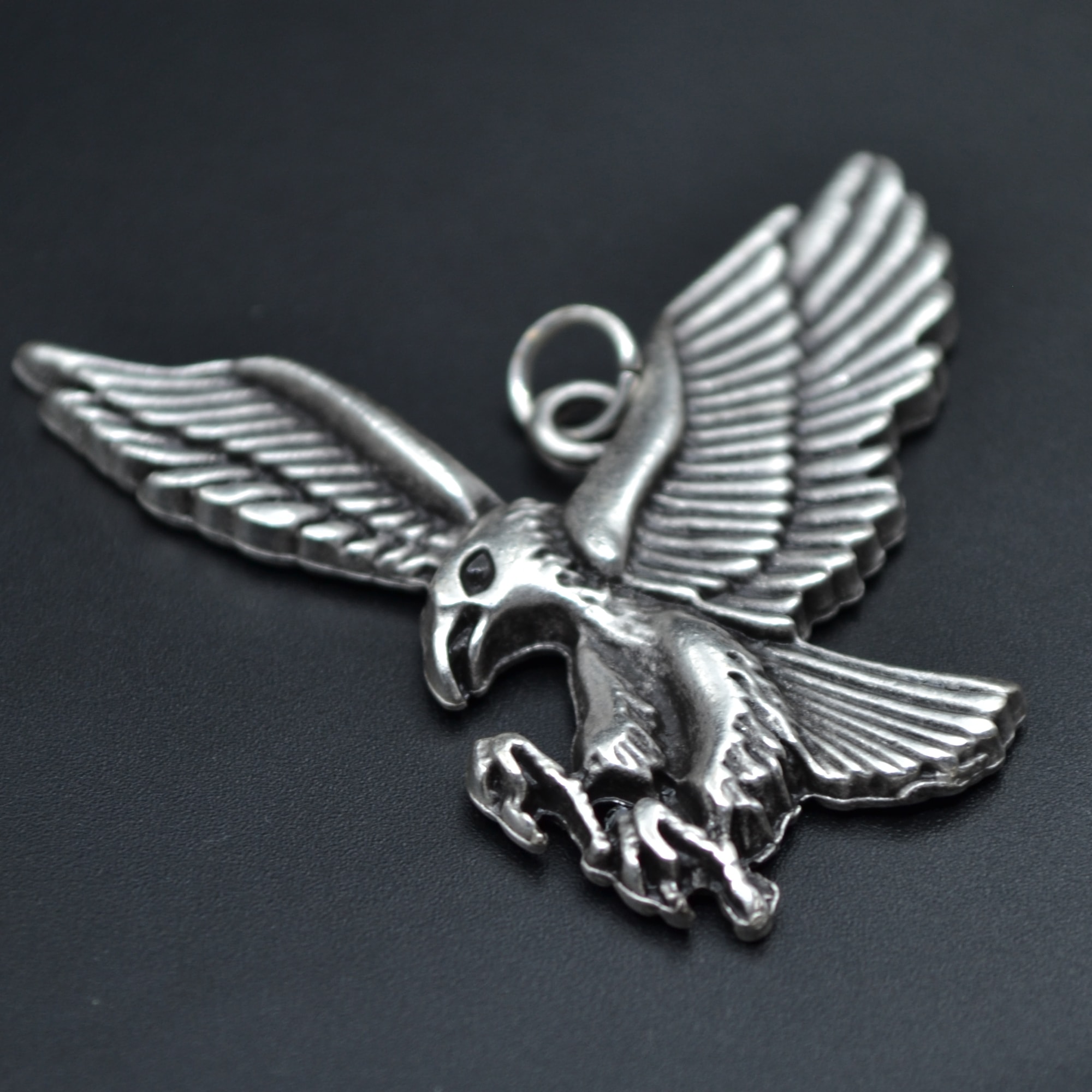 Kartal Kolye - Gümüş ( Silver ) Renk - 60 cm Deri İp Kolye